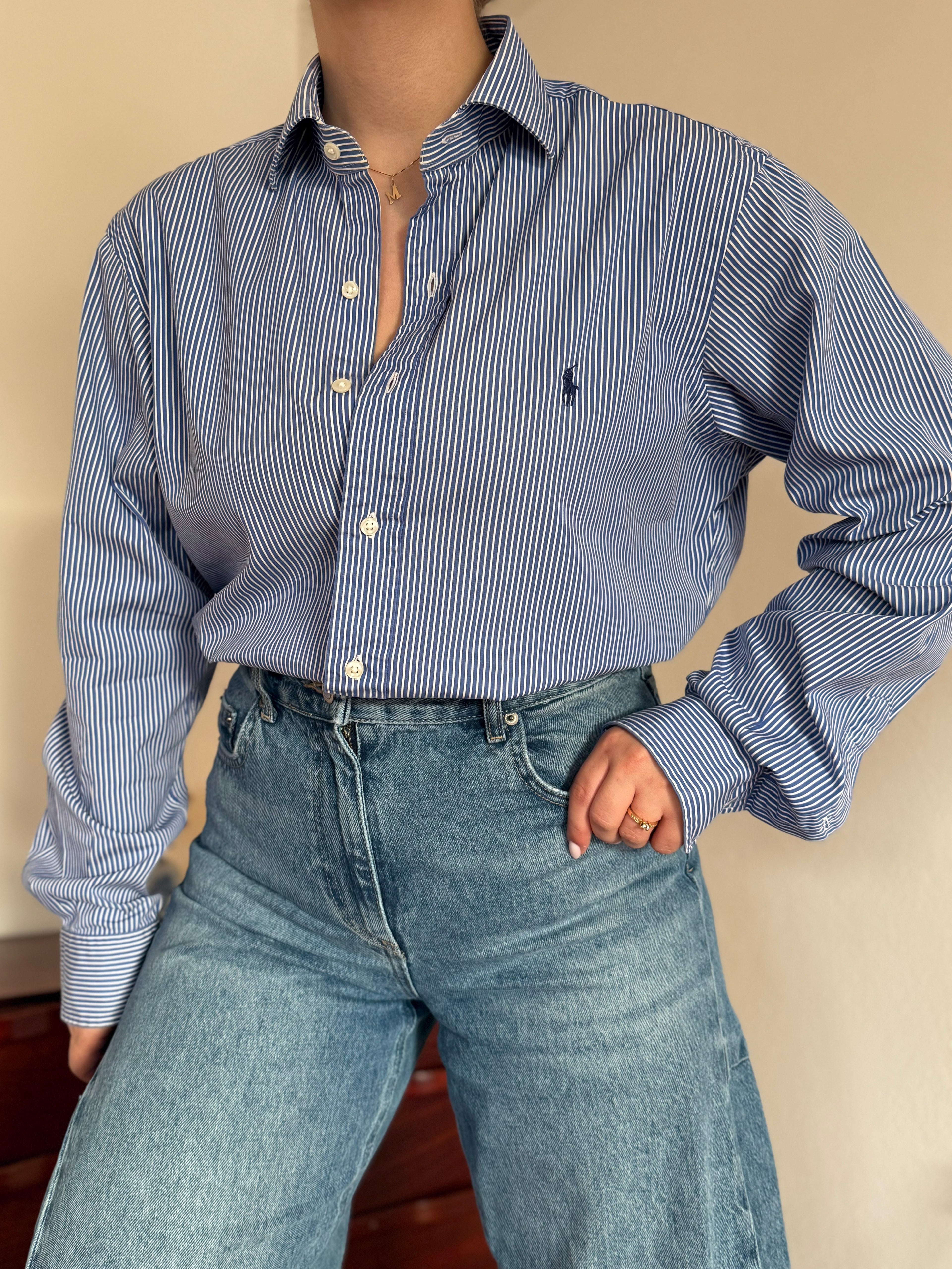 Polo Ralph Lauren Blue Striped Shirt 100% Cotton