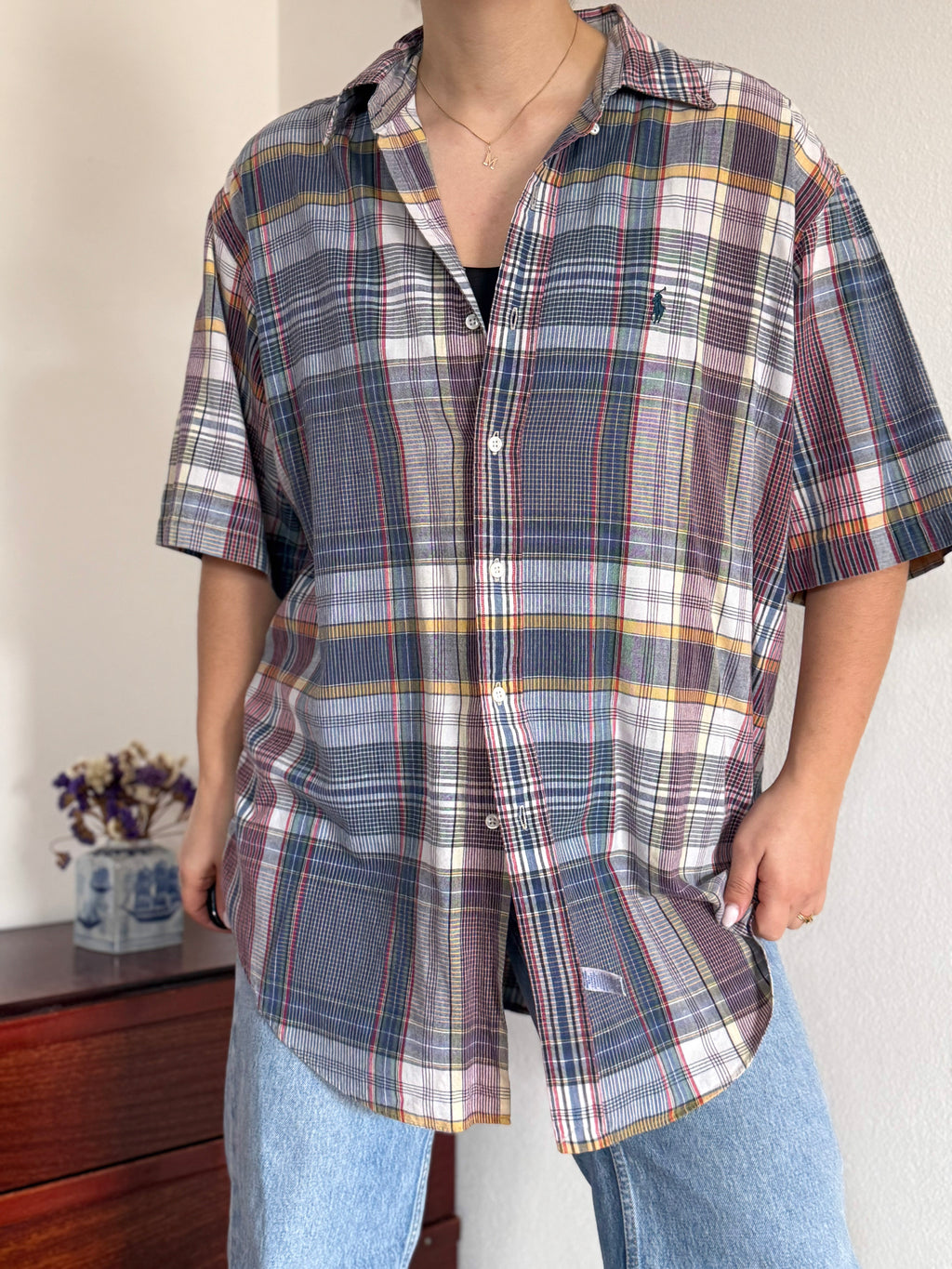 Ralph Lauren Shirt Plaid Multicolor 100% Cotton