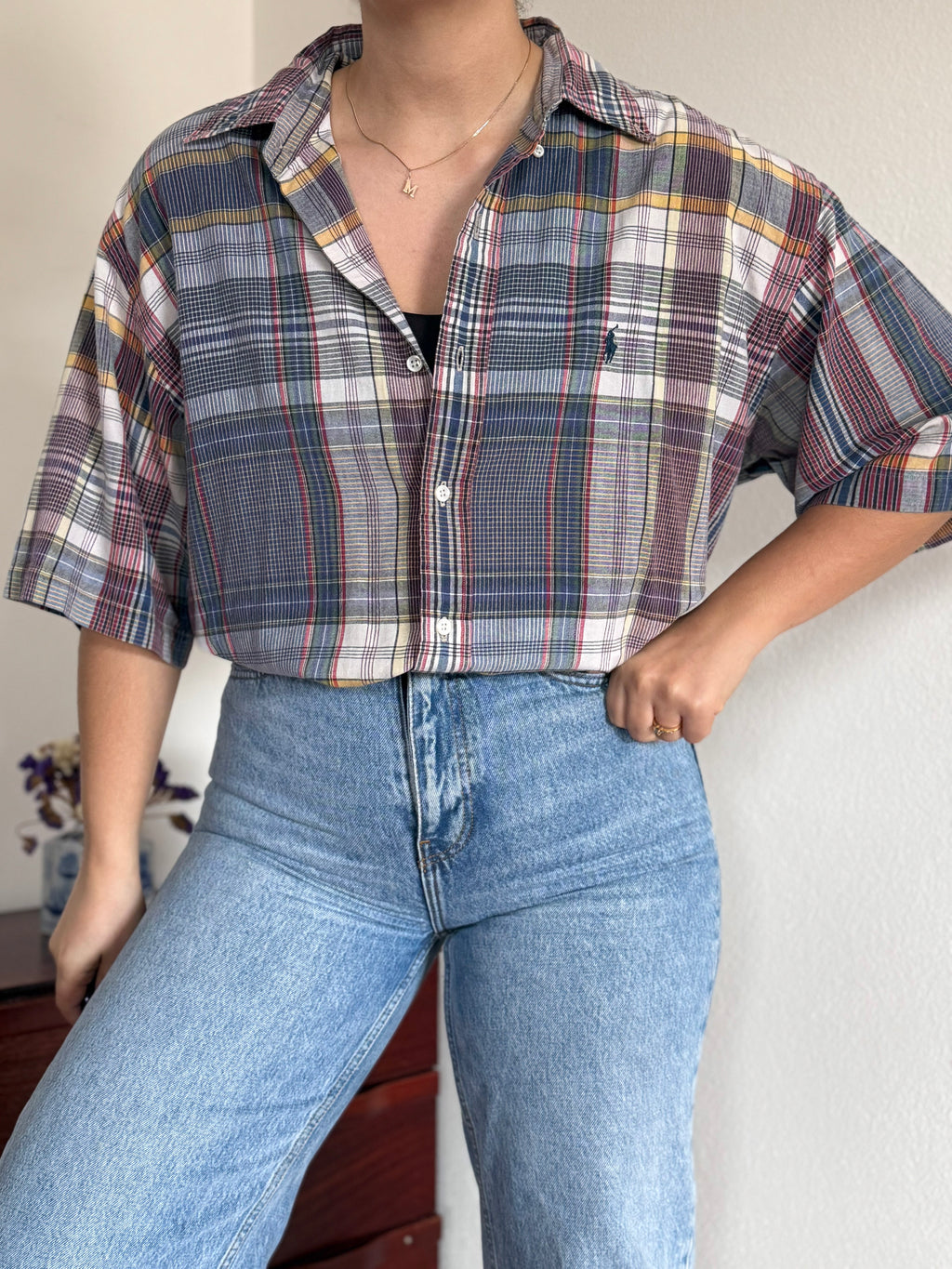 Ralph Lauren Shirt Plaid Multicolor 100% Cotton