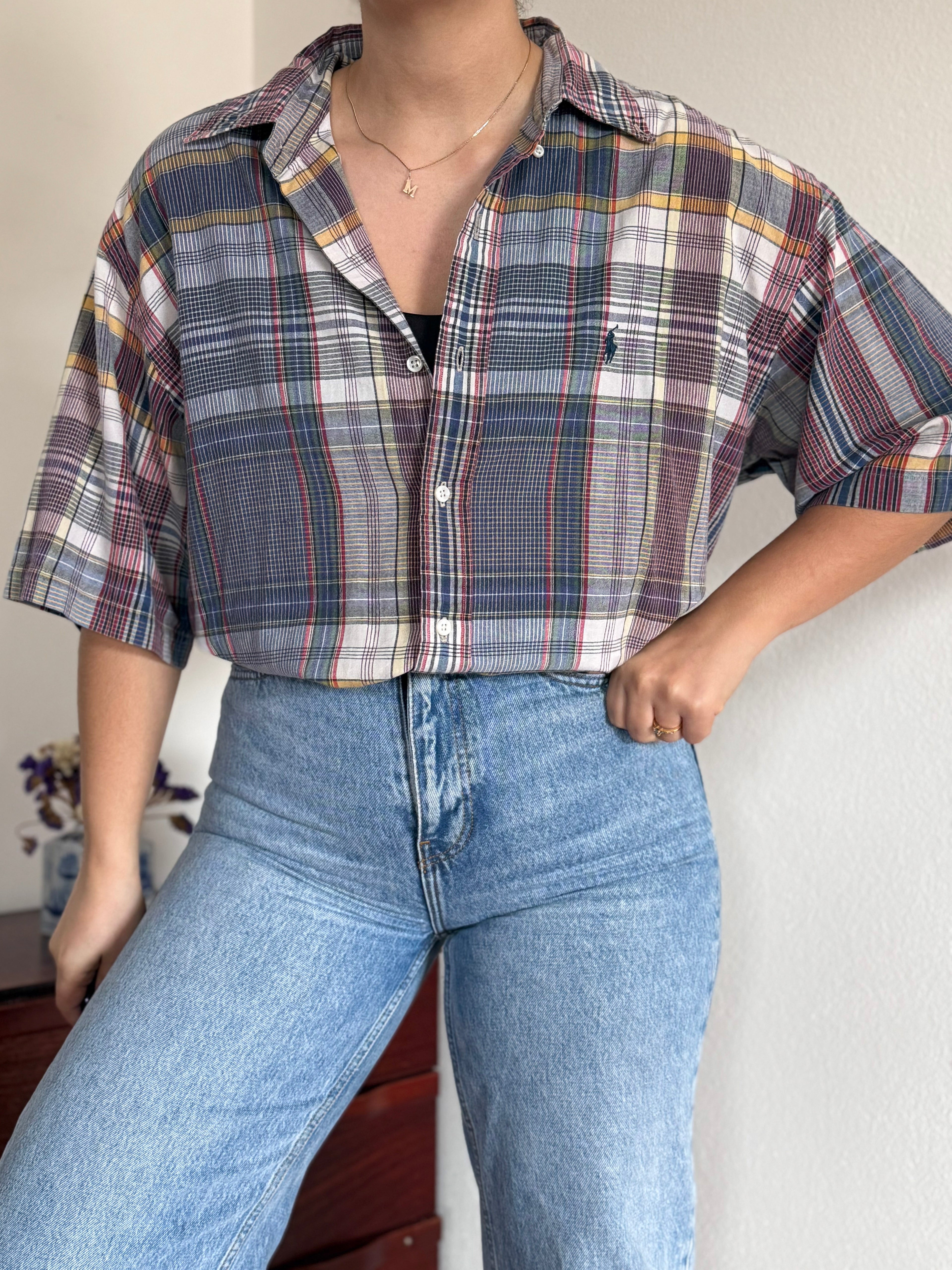 Ralph Lauren Shirt Plaid Multicolor 100% Cotton