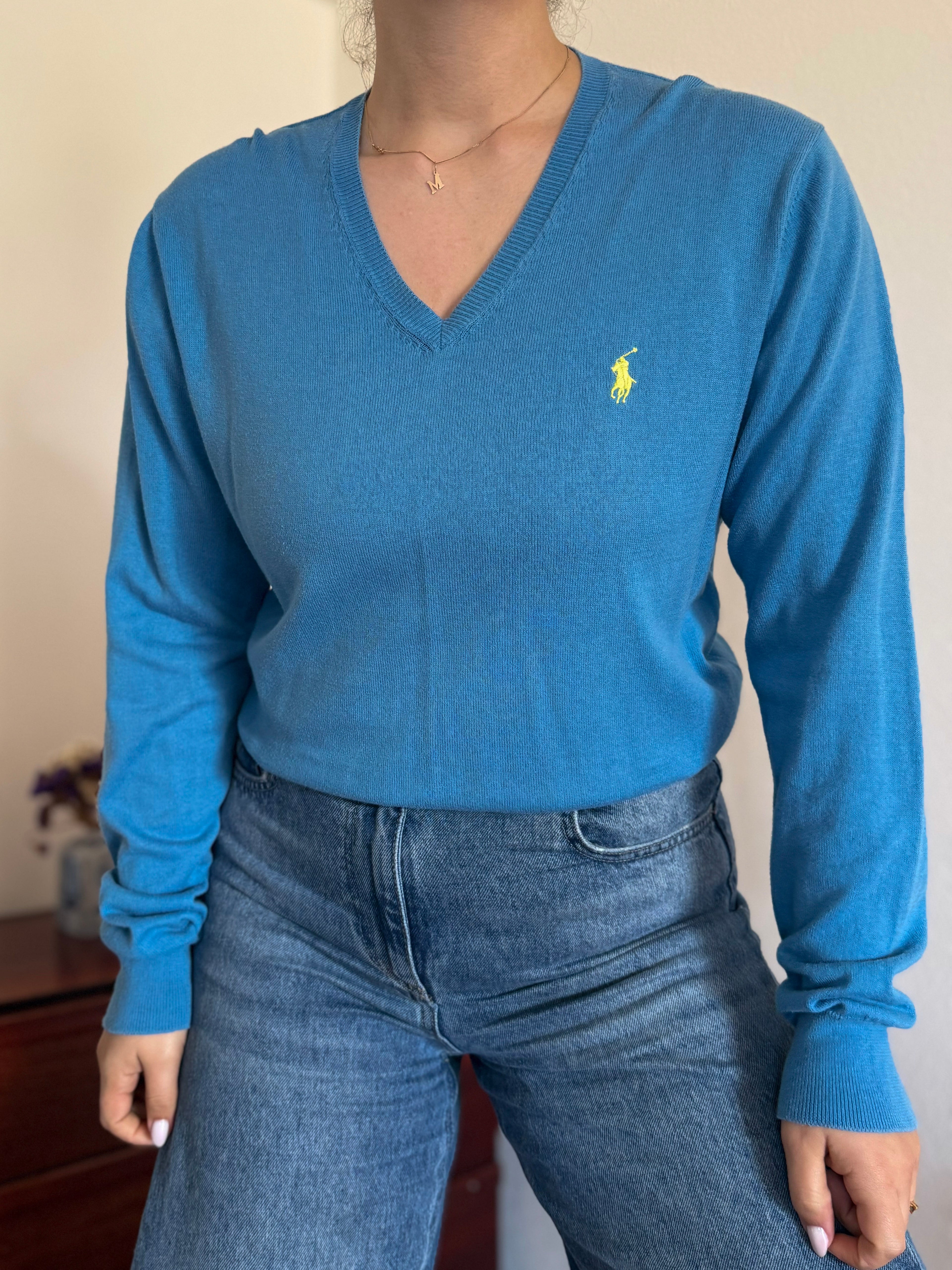 Polo Ralph Lauren V-Neck Knit Sweater 100% Cotton