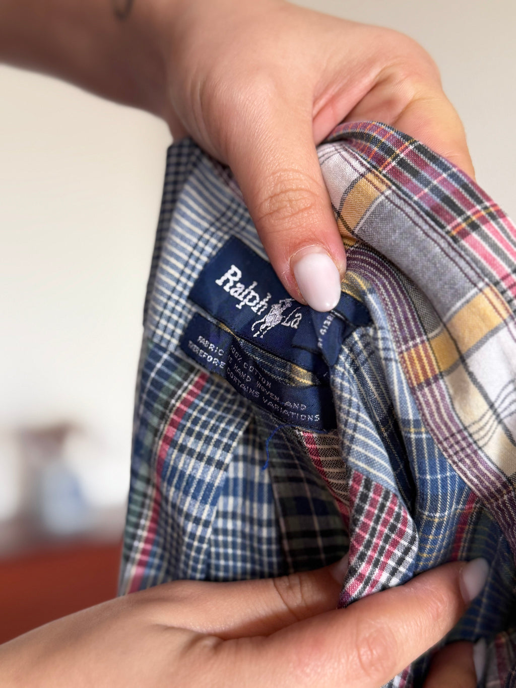 Ralph Lauren Shirt Plaid Multicolor 100% Cotton