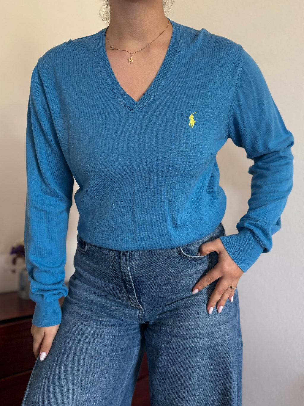 Polo Ralph Lauren V-Neck Knit Sweater 100% Cotton