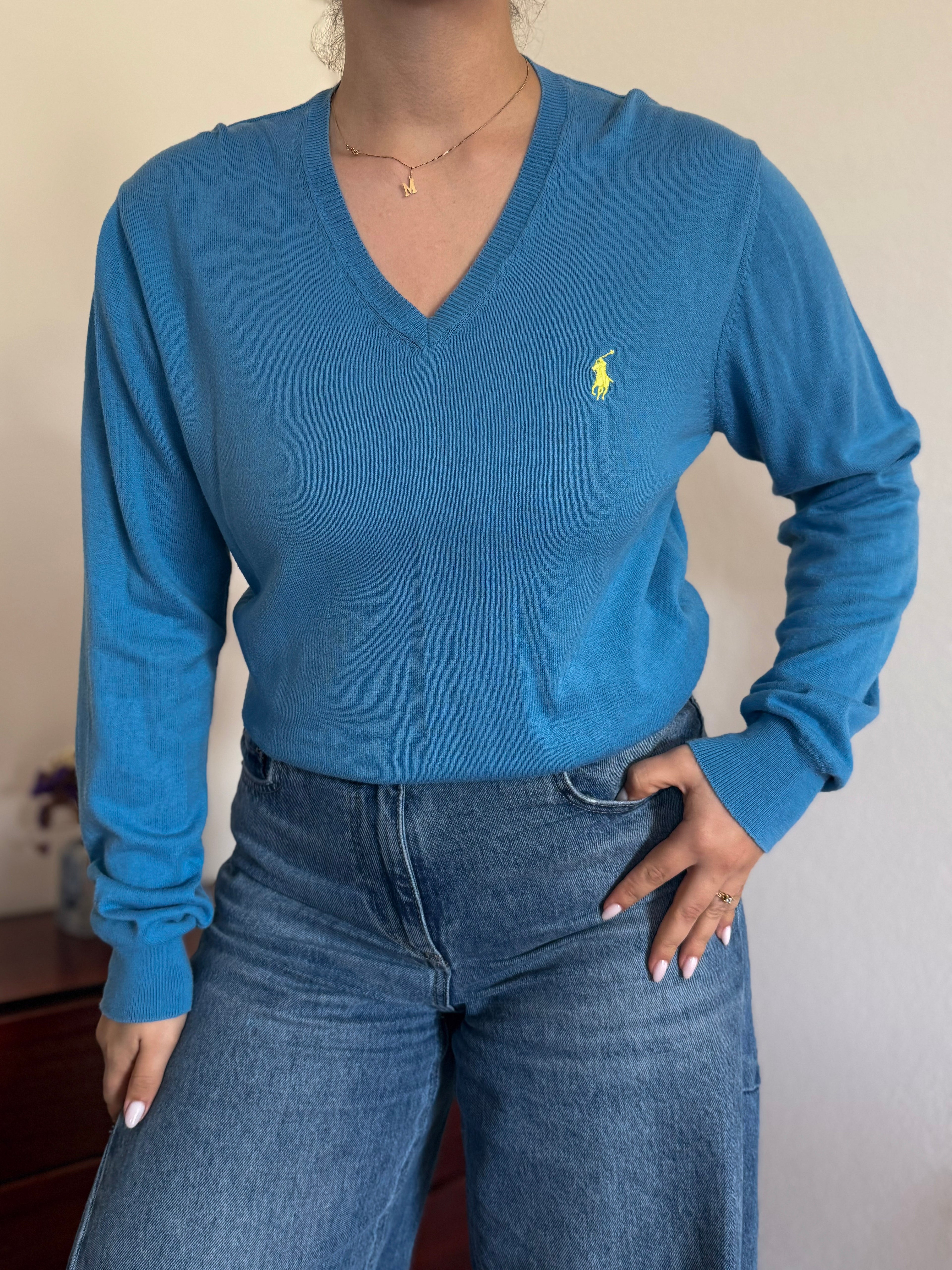 Polo Ralph Lauren V-Neck Knit Sweater 100% Cotton