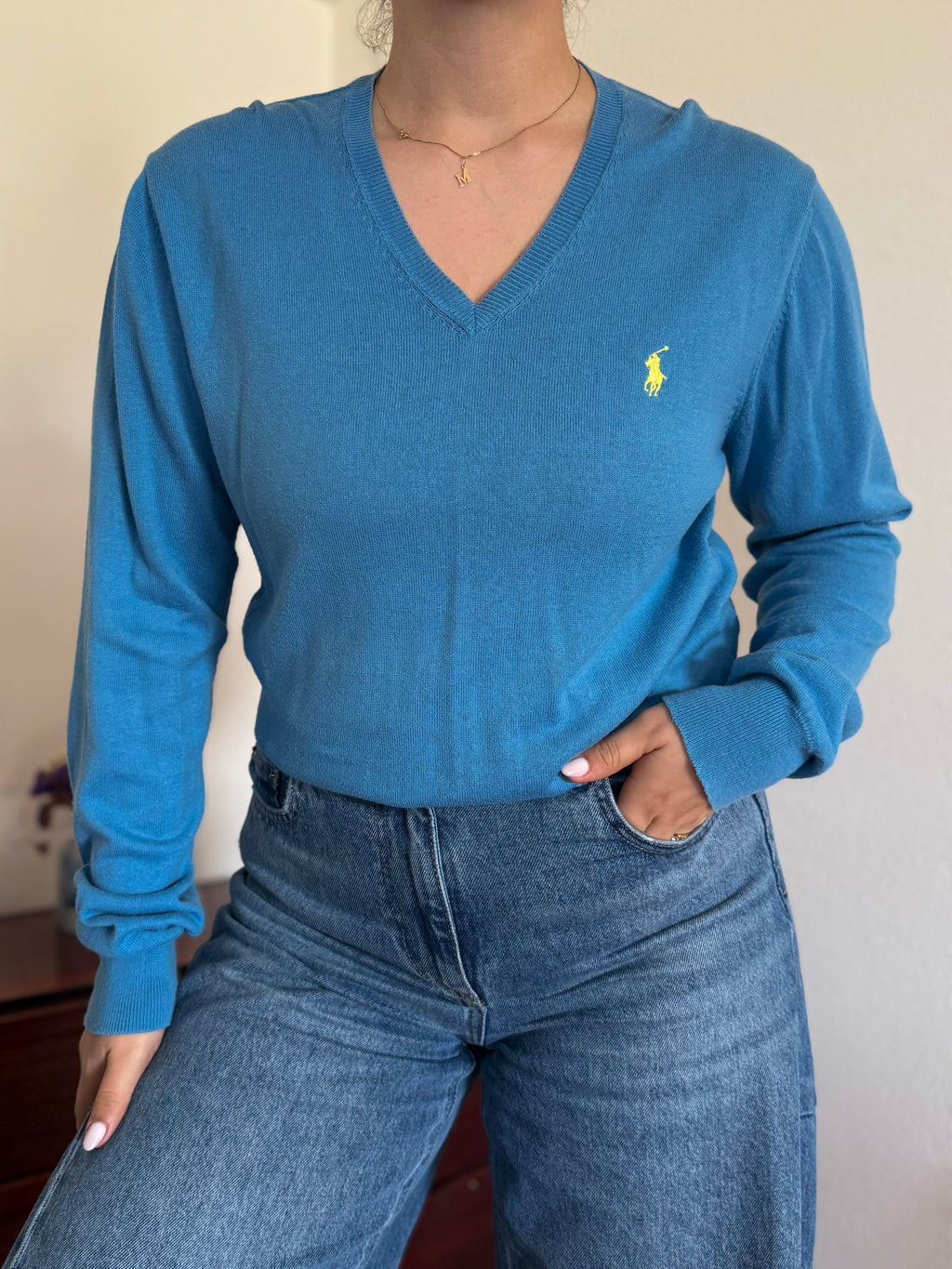 Polo Ralph Lauren V-Neck Knit Sweater 100% Cotton