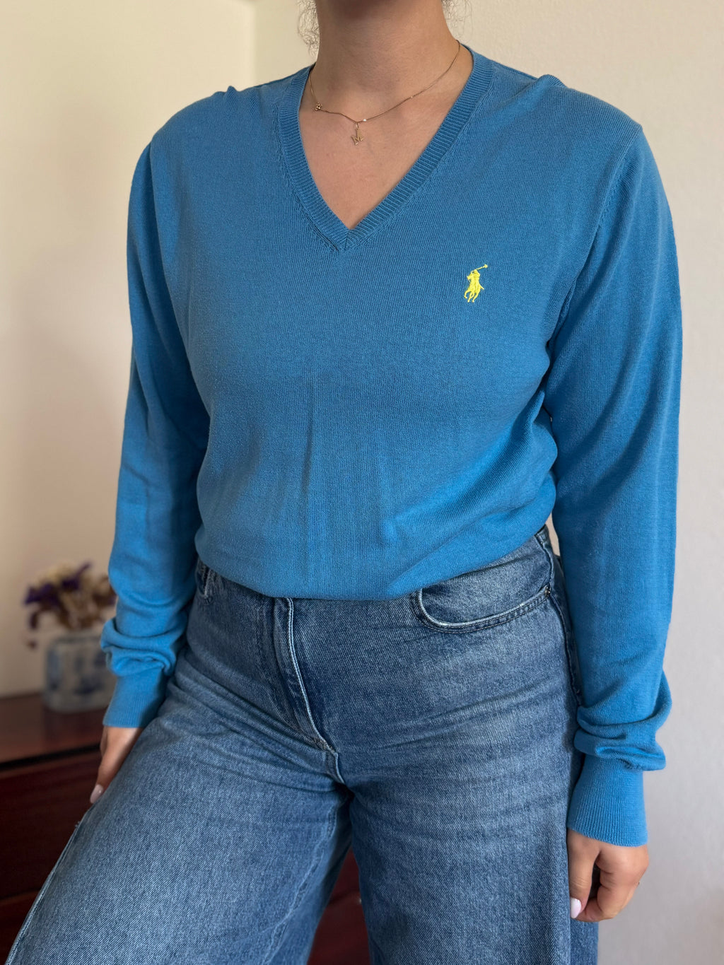 Polo Ralph Lauren V-Neck Knit Sweater 100% Cotton