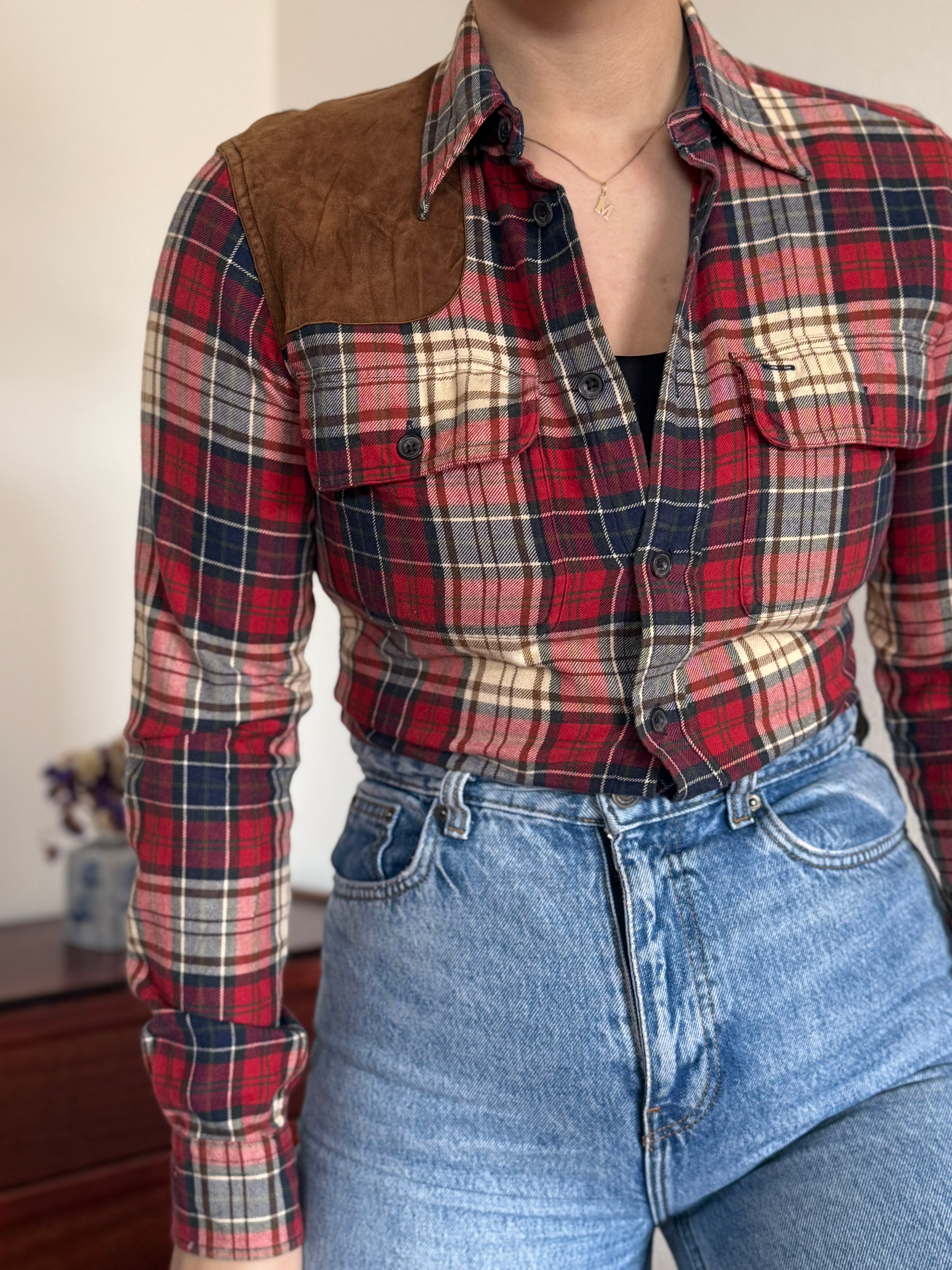 Ralph Lauren Shirt Slim Fit Plaid Multicolor 100% Cotton