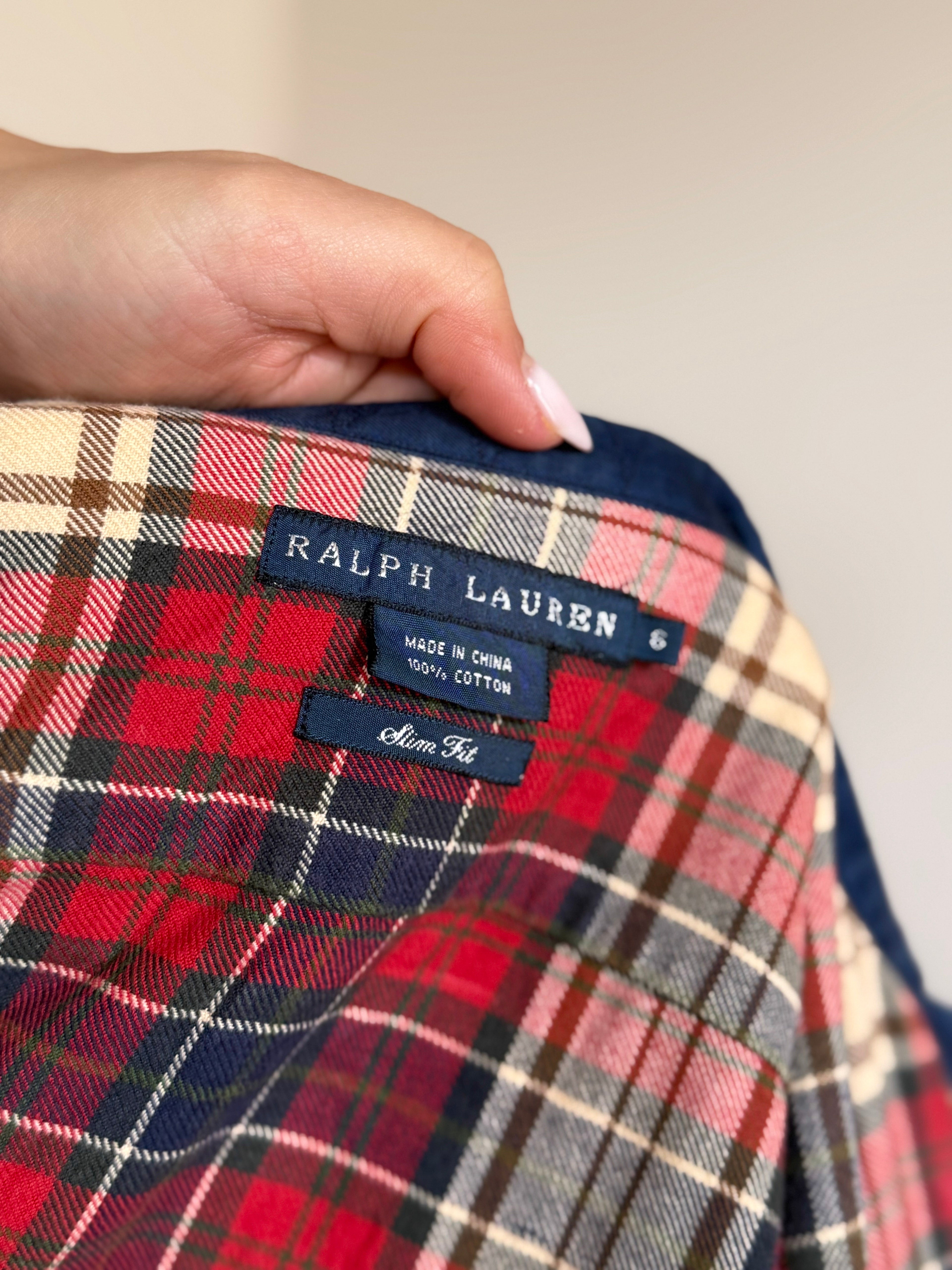 Ralph Lauren Shirt Slim Fit Plaid Multicolor 100% Cotton