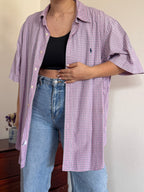 Ralph Lauren Shirt Classic Fit Plaid Pink Blue 100% Cotton