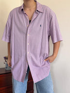 Ralph Lauren Shirt Classic Fit Plaid Pink Blue 100% Cotton