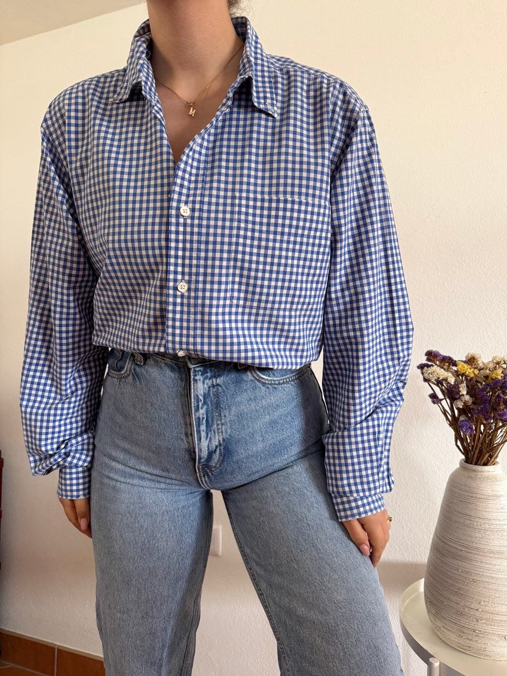 Ralph Lauren Shirt Classic Fit Plaid Blue 100% Cotton