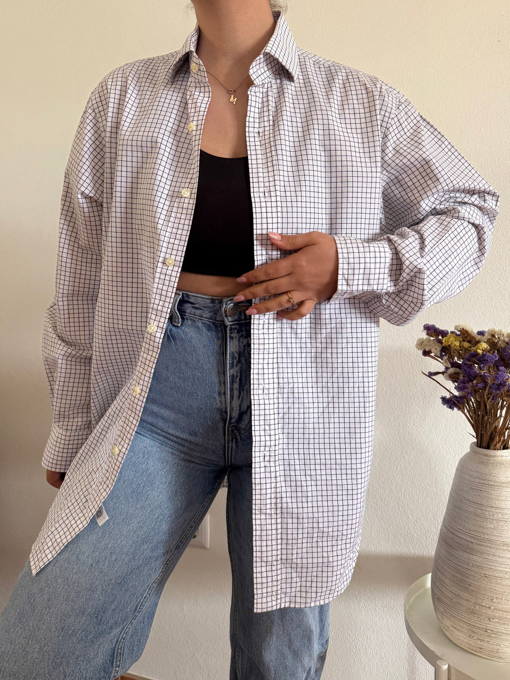 Polo Ralph Lauren Shirt Plaid White 100% Cotton