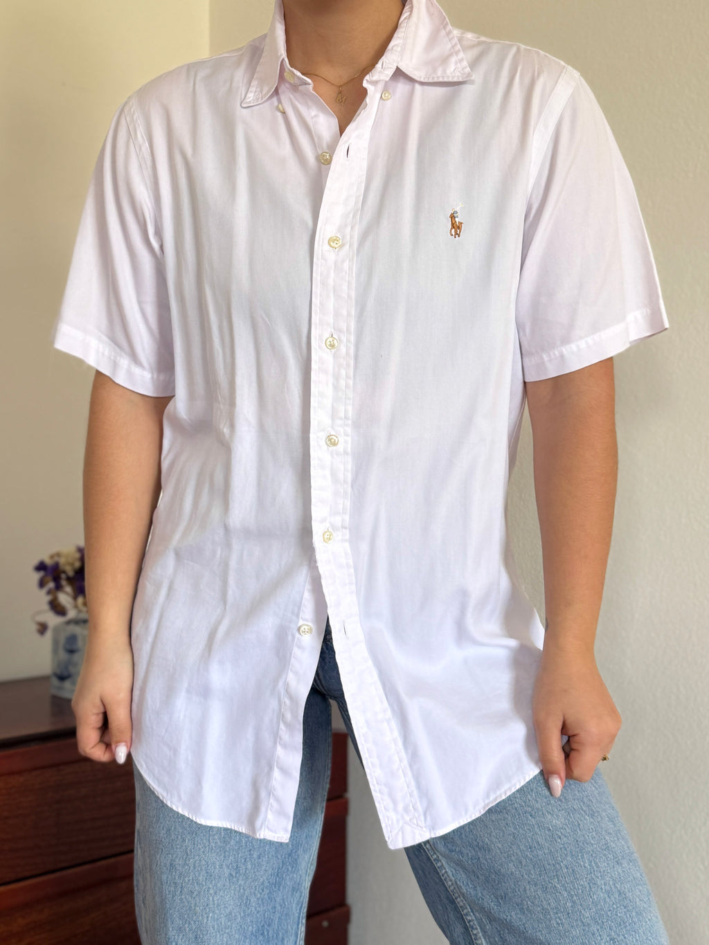 Polo Ralph Lauren Shirt Custom Fit Plain Light Pink Multicolor 100% Cotton