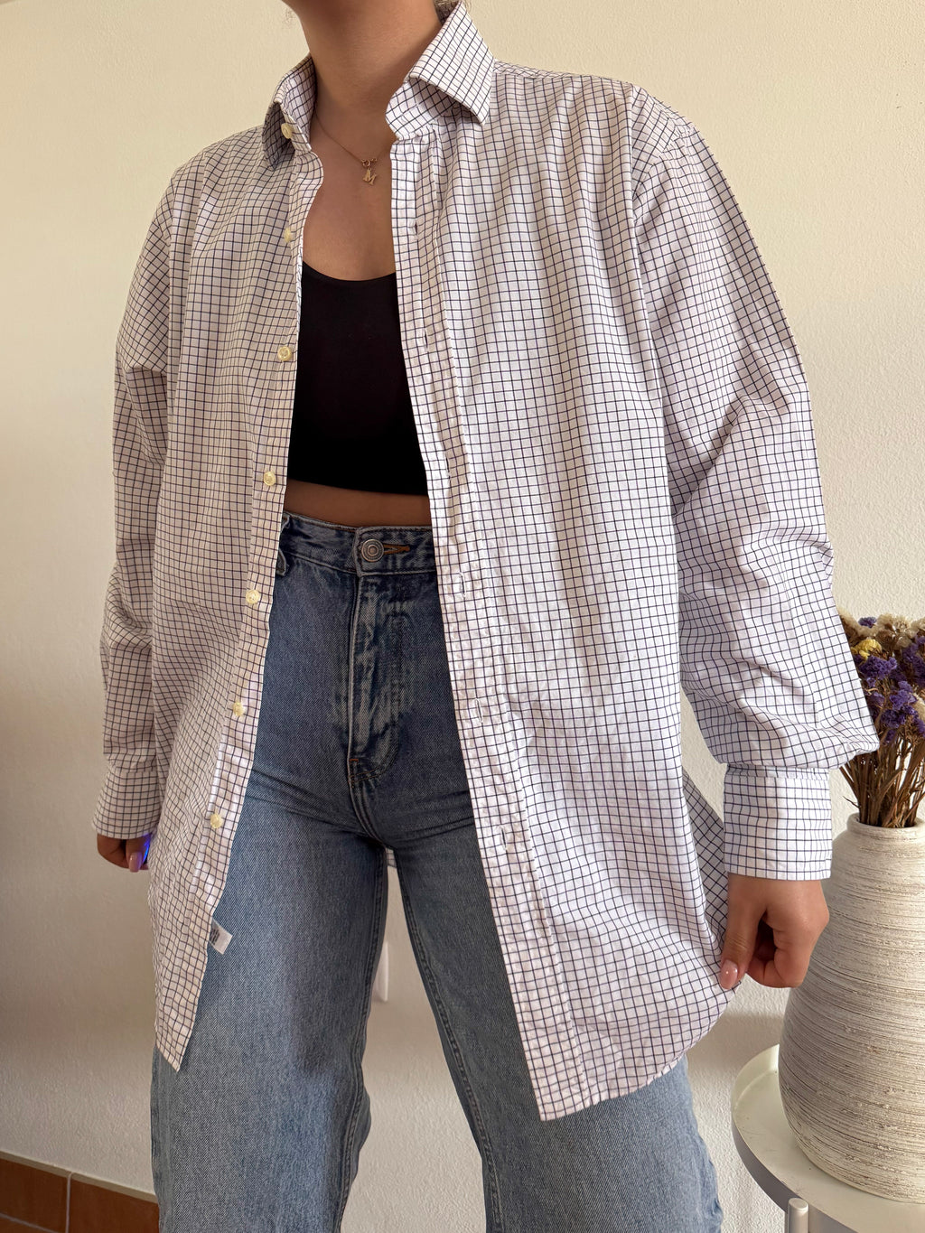 Polo Ralph Lauren Shirt Plaid White 100% Cotton