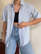 Polo Ralph Lauren Shirt Custom Fit Plaid Blue 100% Cotton