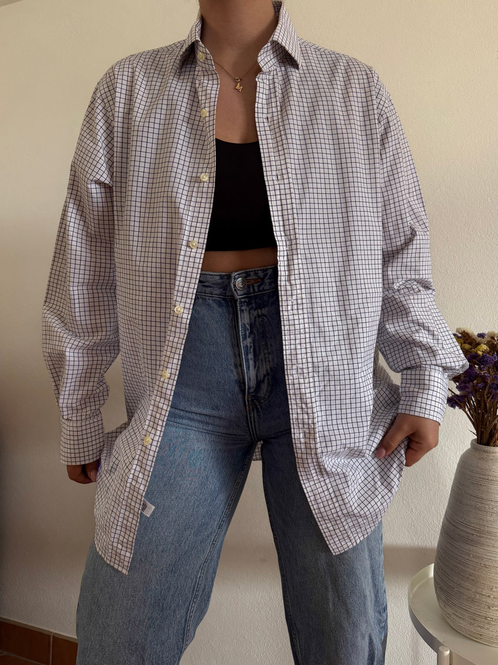 Polo Ralph Lauren Shirt Plaid White 100% Cotton