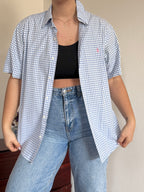 Polo Ralph Lauren Shirt Custom Fit Plaid Blue 100% Cotton