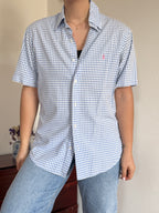 Polo Ralph Lauren Shirt Custom Fit Plaid Blue 100% Cotton