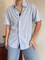 Polo Ralph Lauren Shirt Custom Fit Plaid Blue 100% Cotton