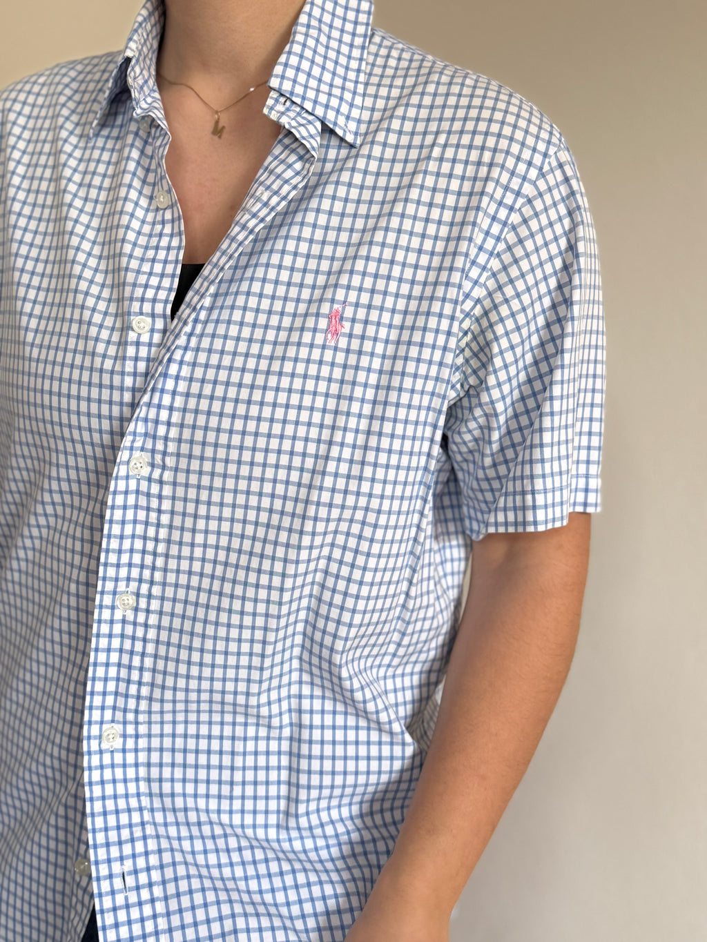 Polo Ralph Lauren Shirt Custom Fit Plaid Blue 100% Cotton