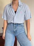 Polo Ralph Lauren Shirt Custom Fit Plaid Blue 100% Cotton