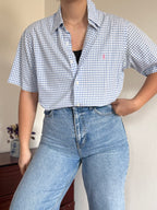 Polo Ralph Lauren Shirt Custom Fit Plaid Blue 100% Cotton