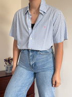 Polo Ralph Lauren Shirt Custom Fit Plaid Blue 100% Cotton