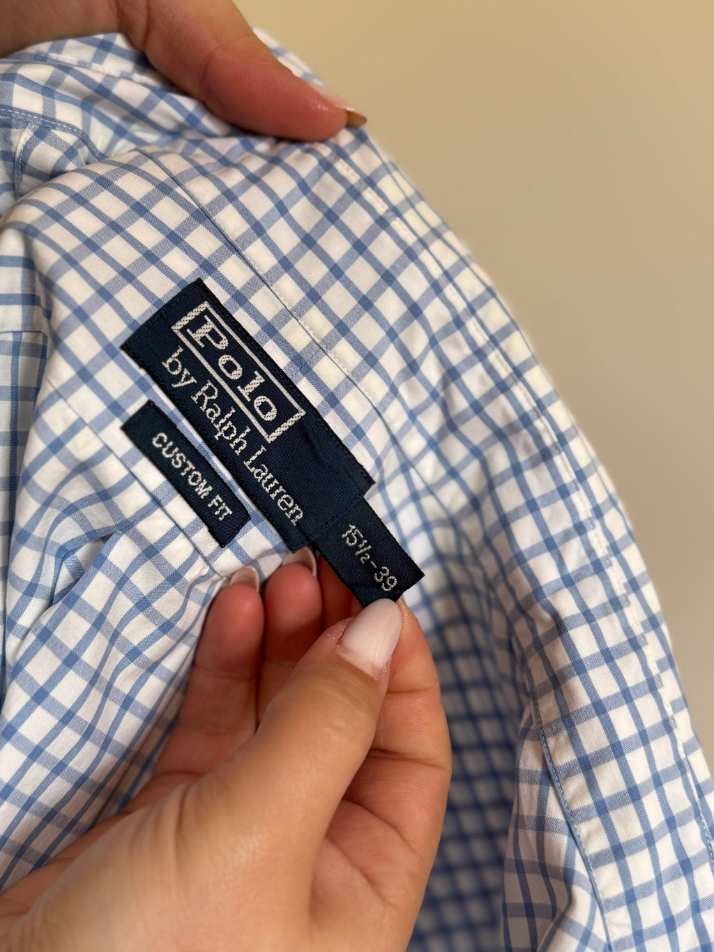 Polo Ralph Lauren Shirt Custom Fit Plaid Blue 100% Cotton