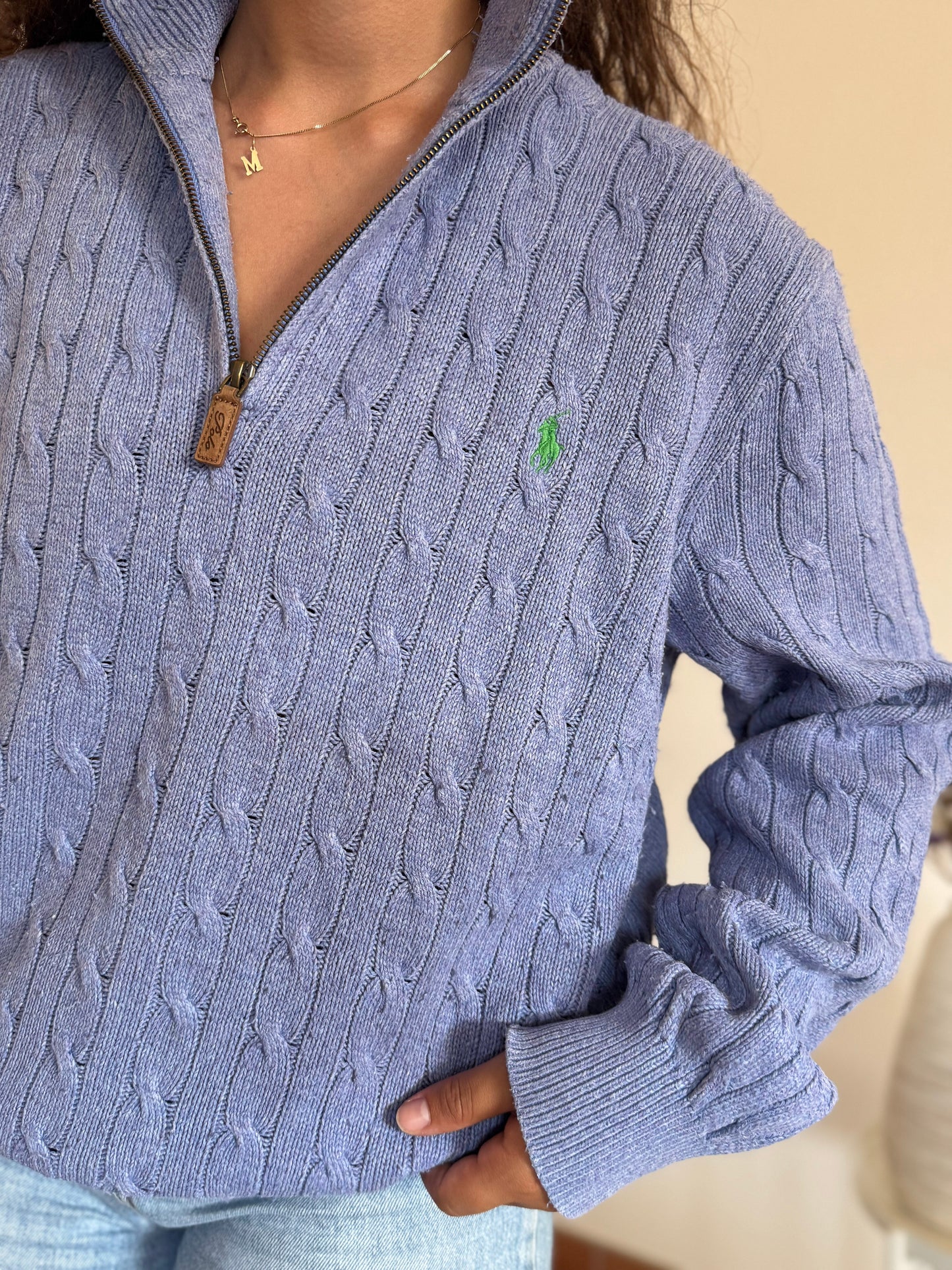 Camisola 1/4 zip neck cable knit Ralph Lauren