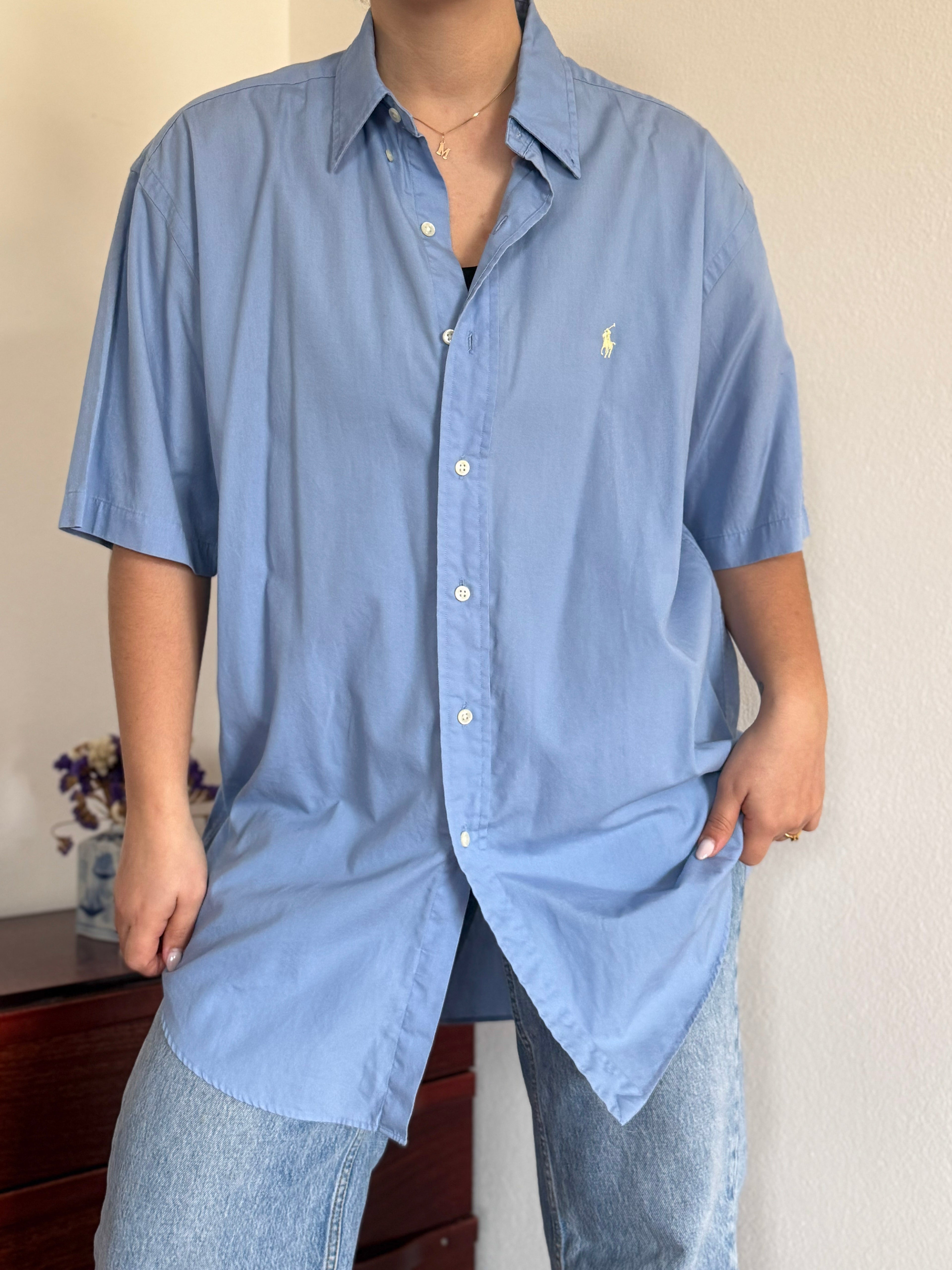 Ralph Lauren Shirt Blake Fit Plain Blue 100% Cotton