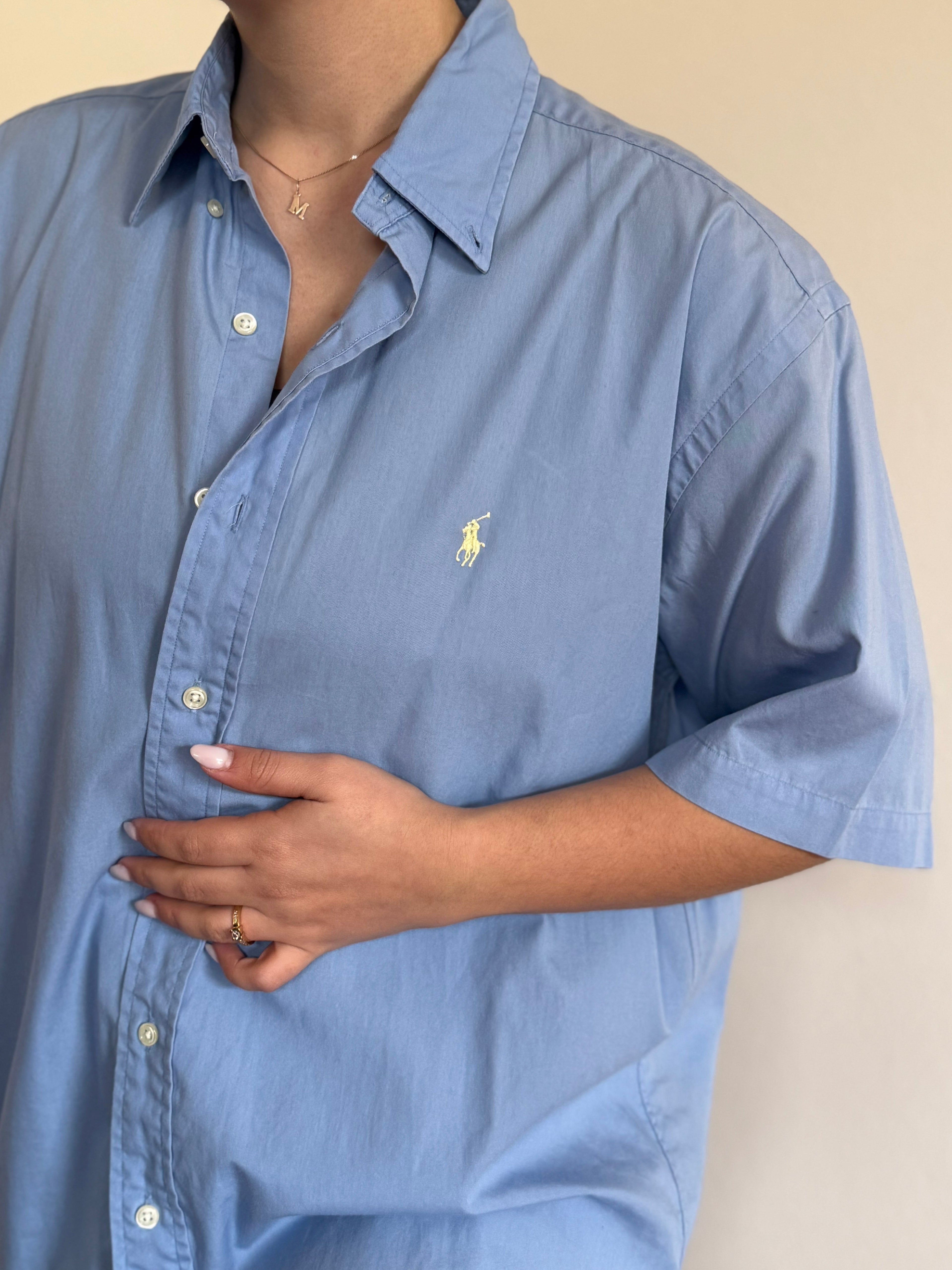 Ralph Lauren Shirt Blake Fit Plain Blue 100% Cotton