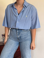 Ralph Lauren Shirt Blake Fit Plain Blue 100% Cotton