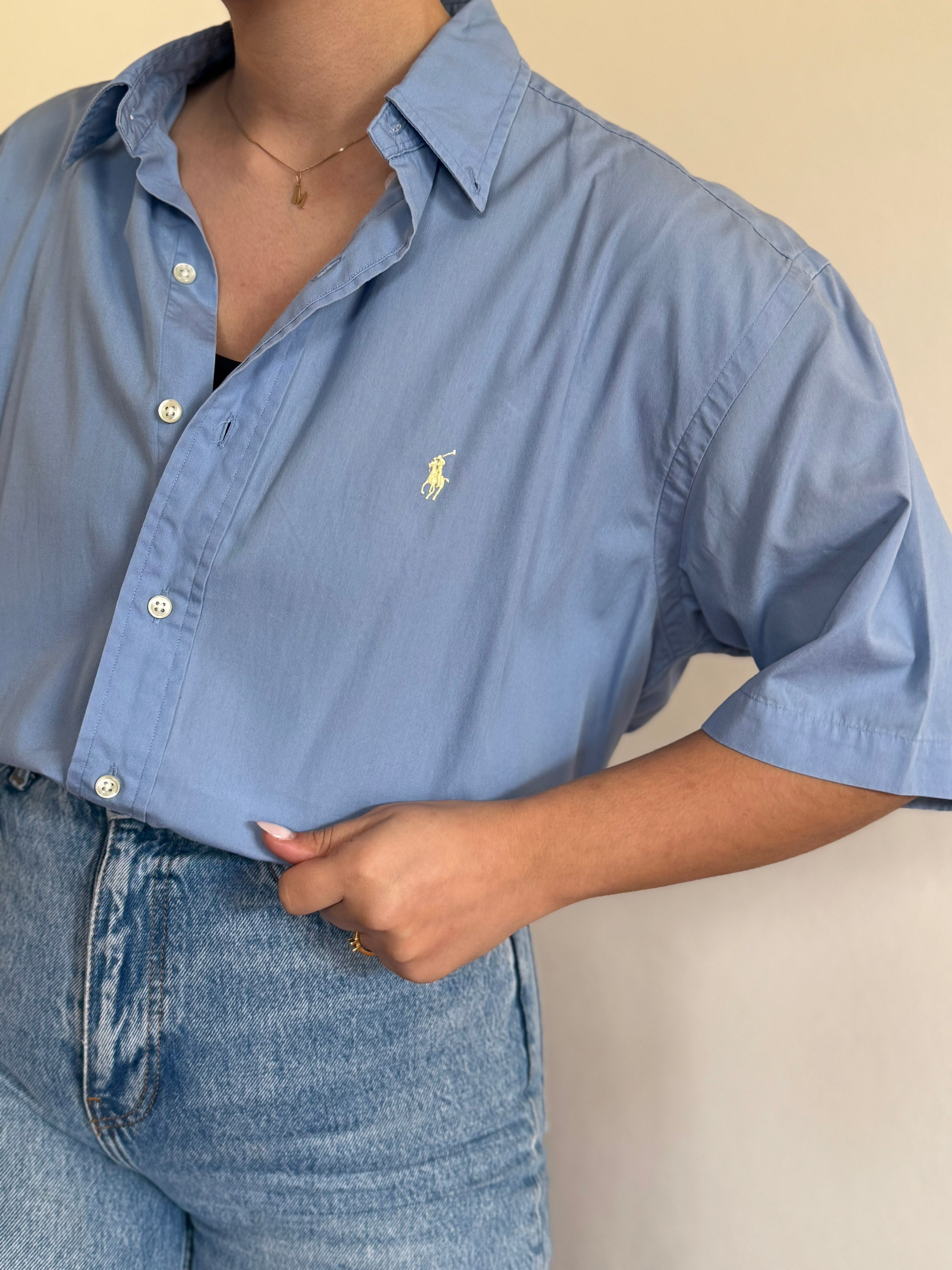 Ralph Lauren Shirt Blake Fit Plain Blue 100% Cotton