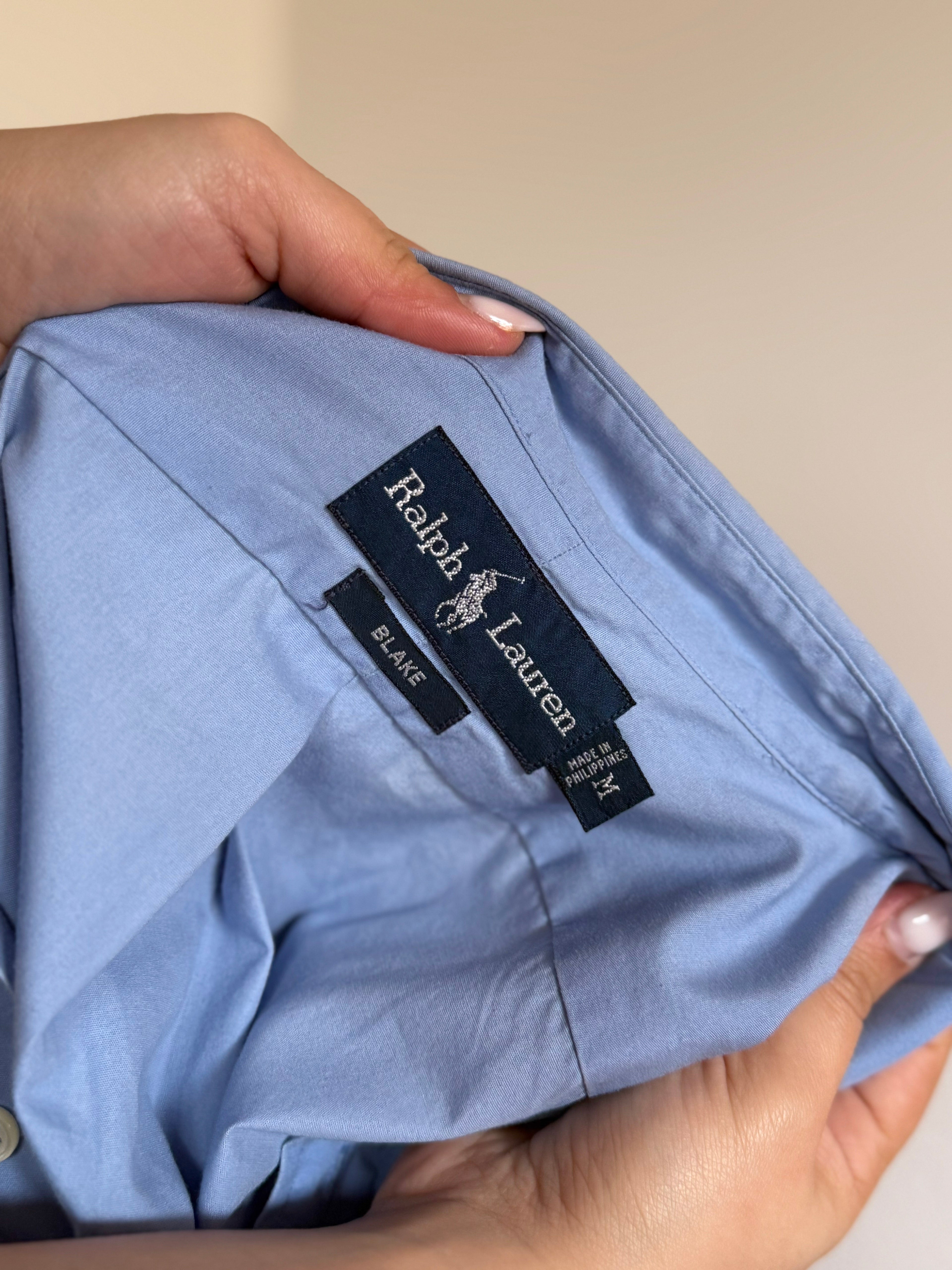 Ralph Lauren Shirt Blake Fit Plain Blue 100% Cotton