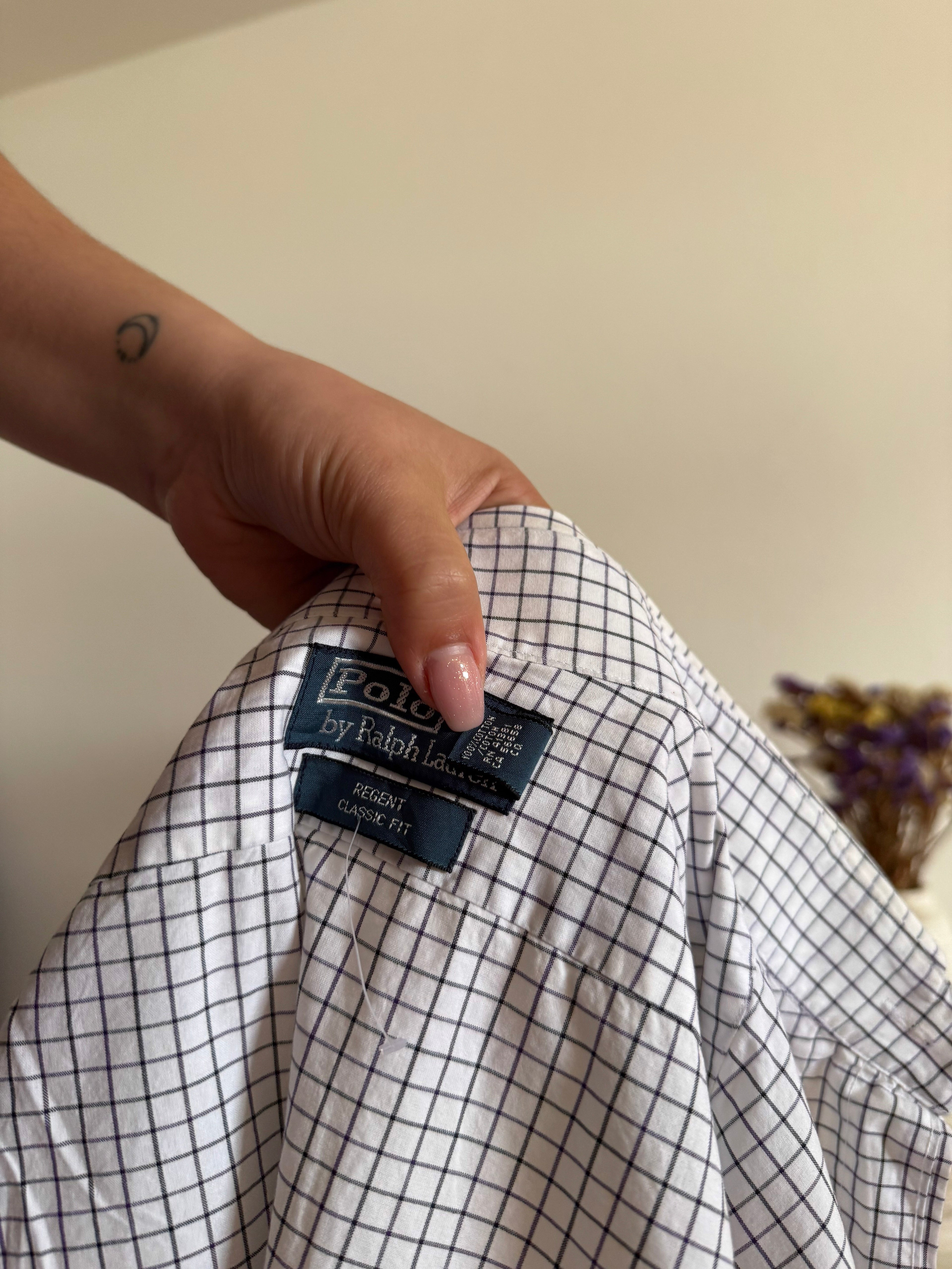 Polo Ralph Lauren Shirt Plaid White 100% Cotton