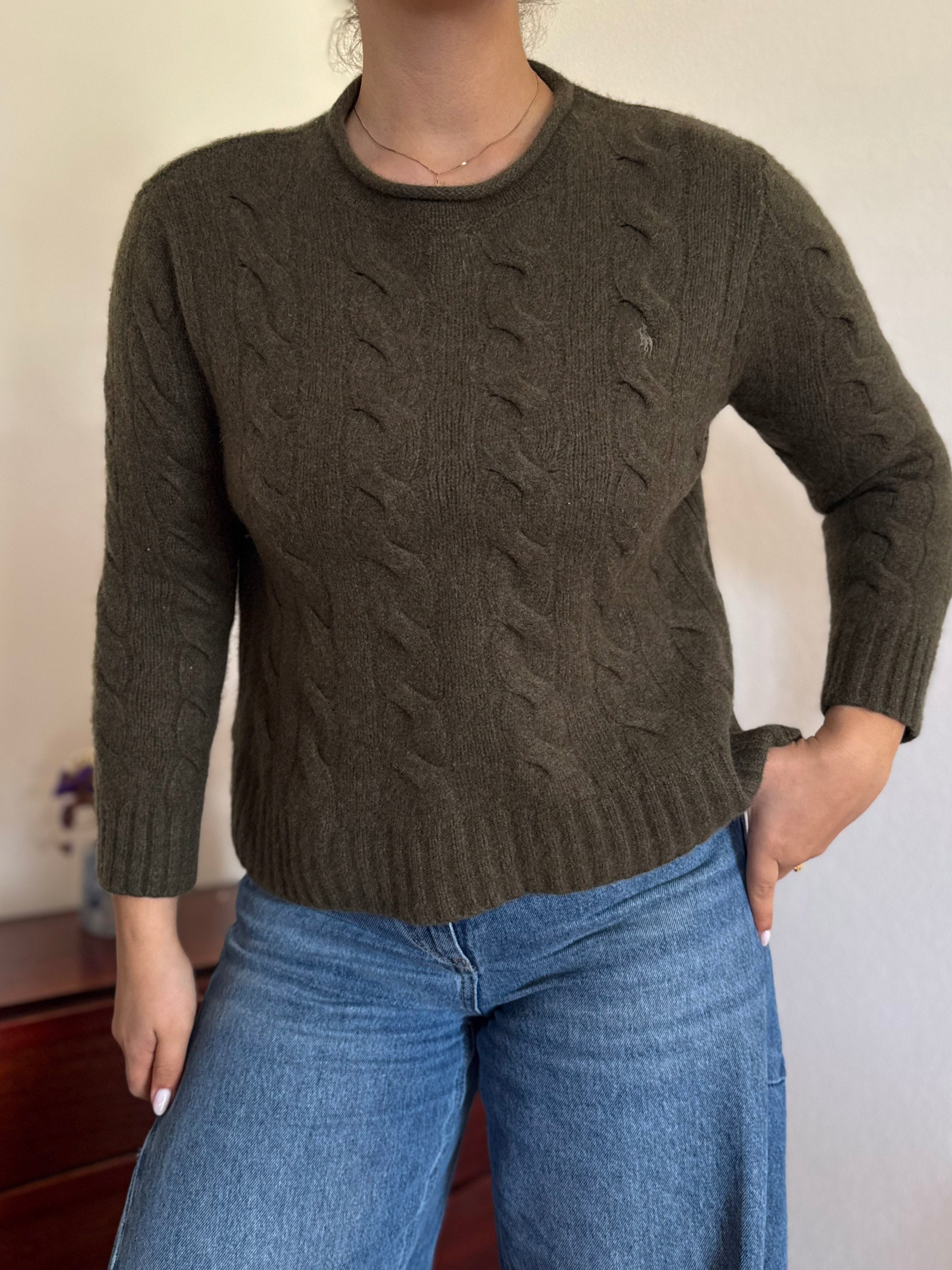 Polo Ralph Lauren Round Neck Cable Knit Sweater 100% Wool