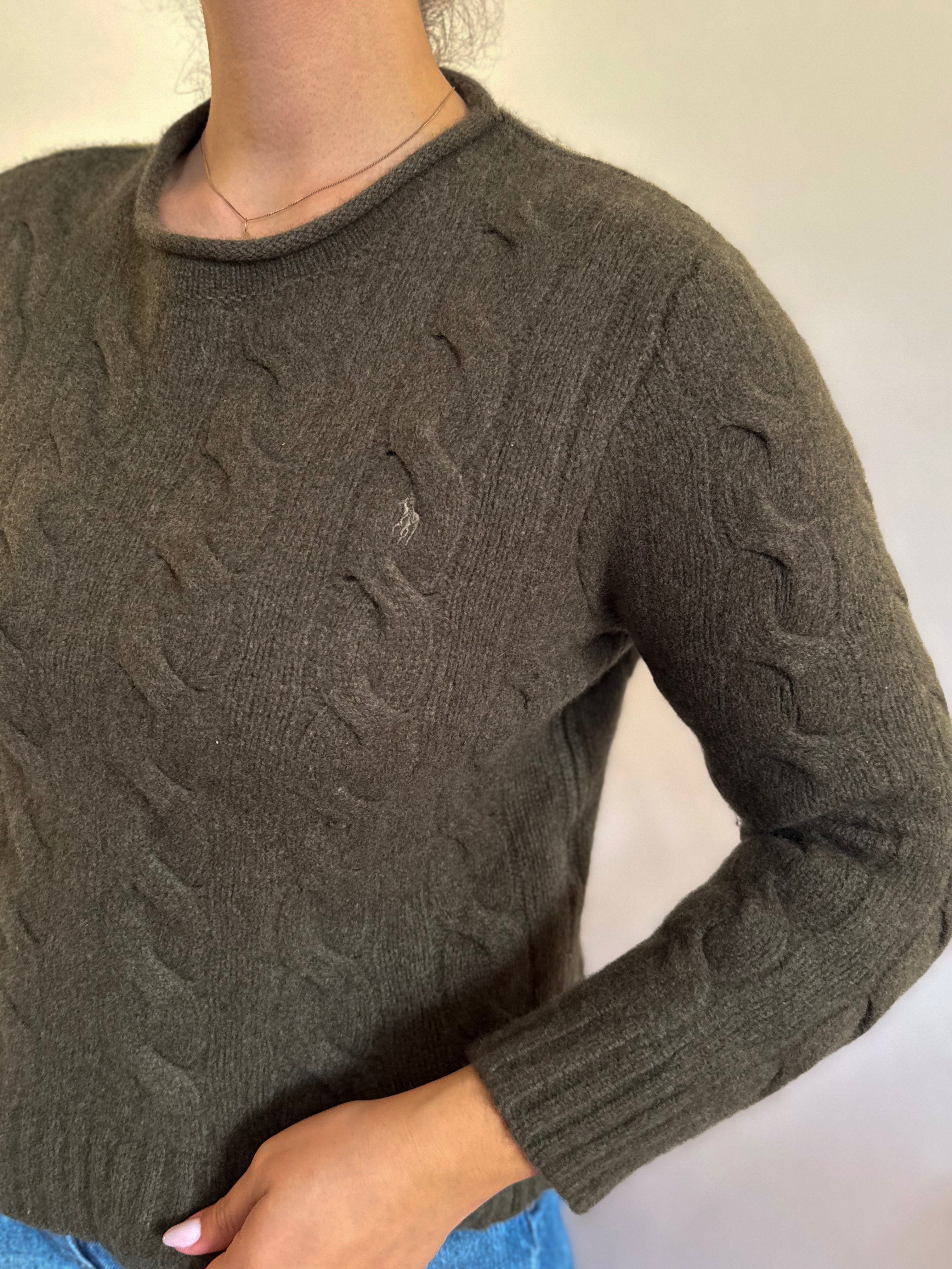 Polo Ralph Lauren Round Neck Cable Knit Sweater 100% Wool