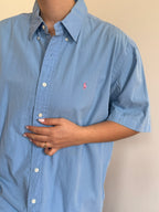 Ralph Lauren Shirt Classic Fit Plain Blue 100% Cotton