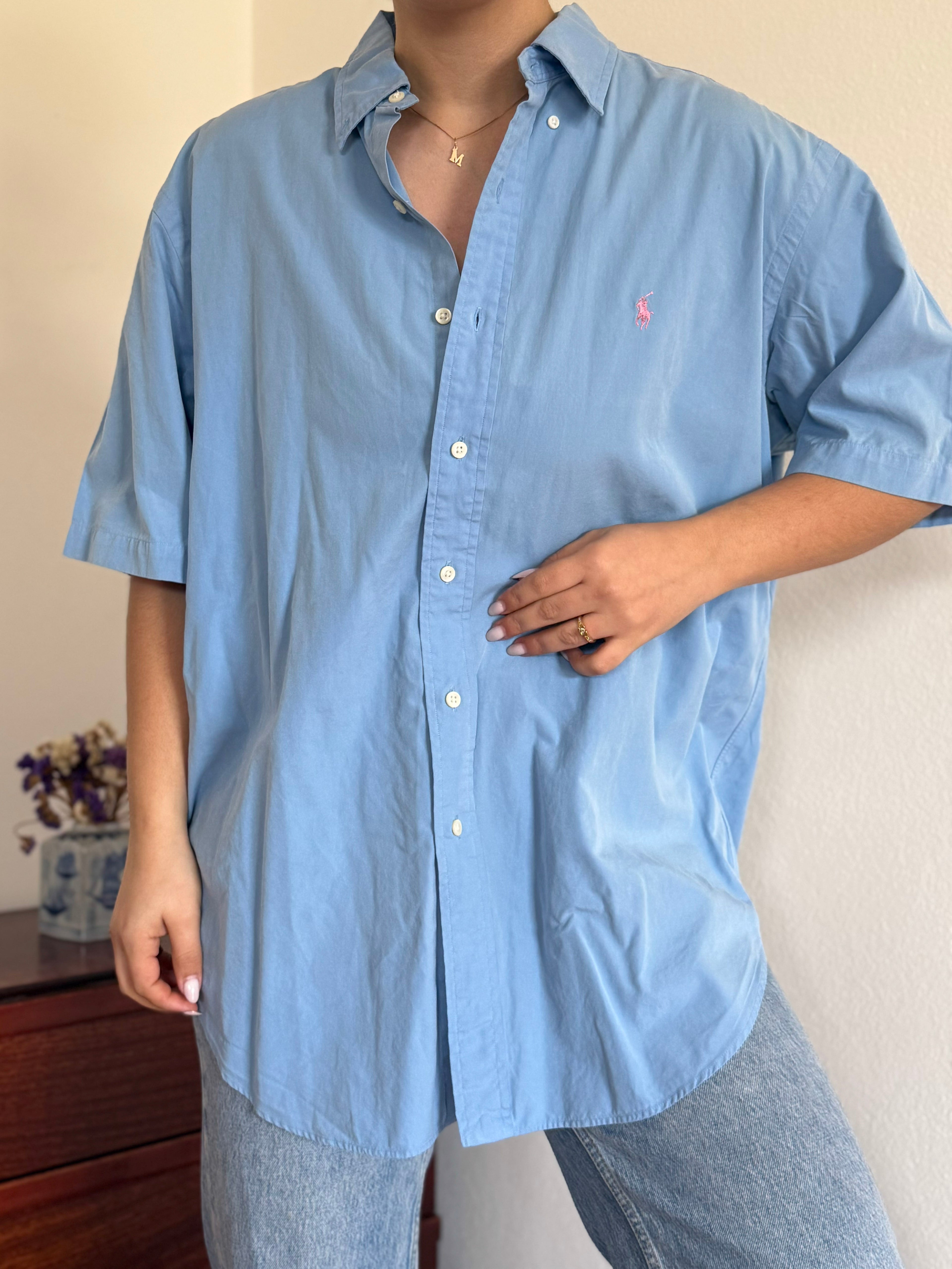 Ralph Lauren Shirt Classic Fit Plain Blue 100% Cotton