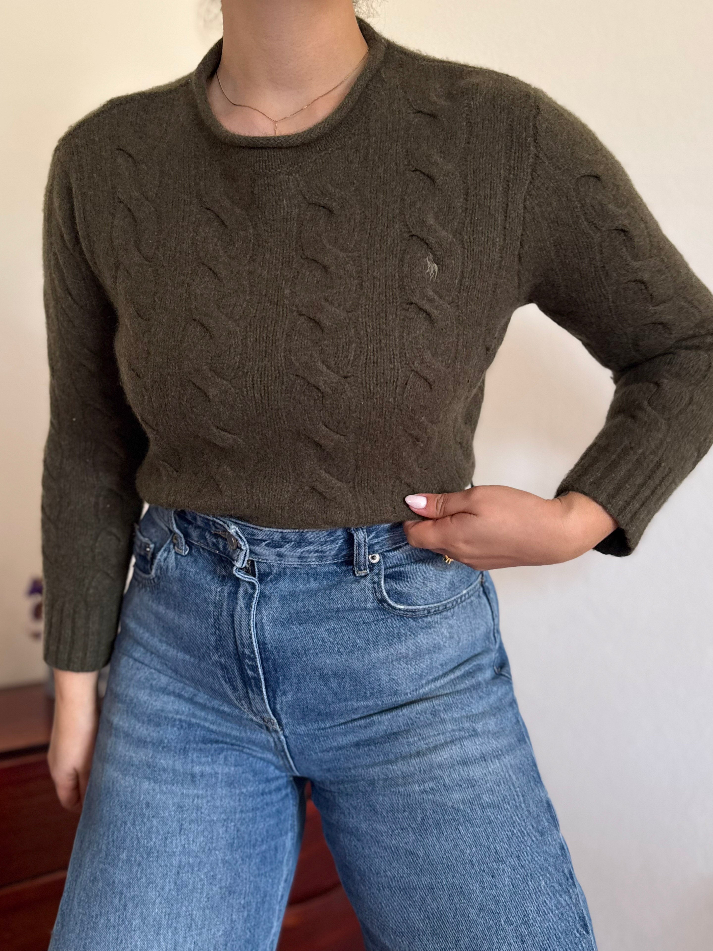 Polo Ralph Lauren Round Neck Cable Knit Sweater 100% Wool