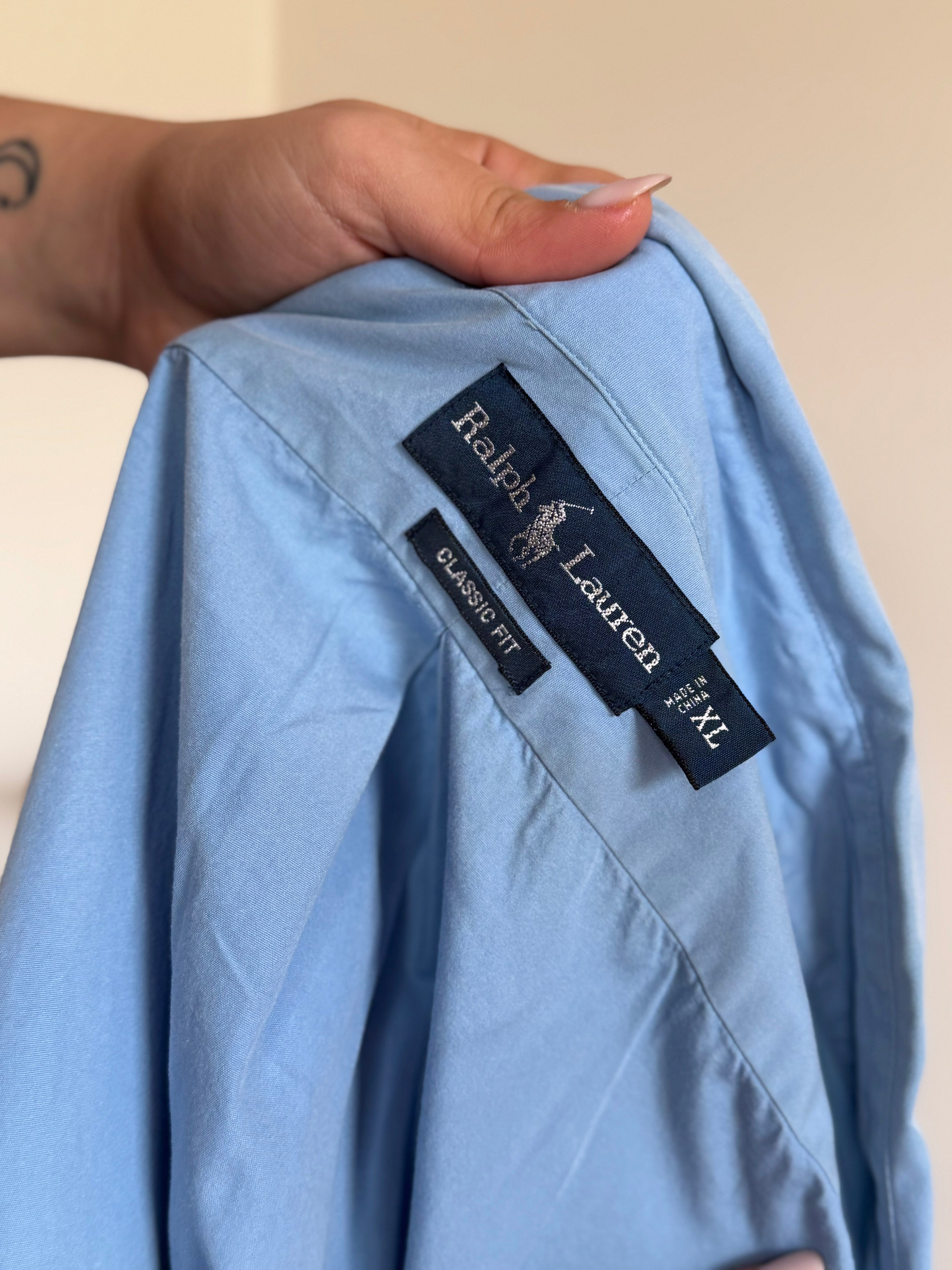 Ralph Lauren Shirt Classic Fit Plain Blue 100% Cotton