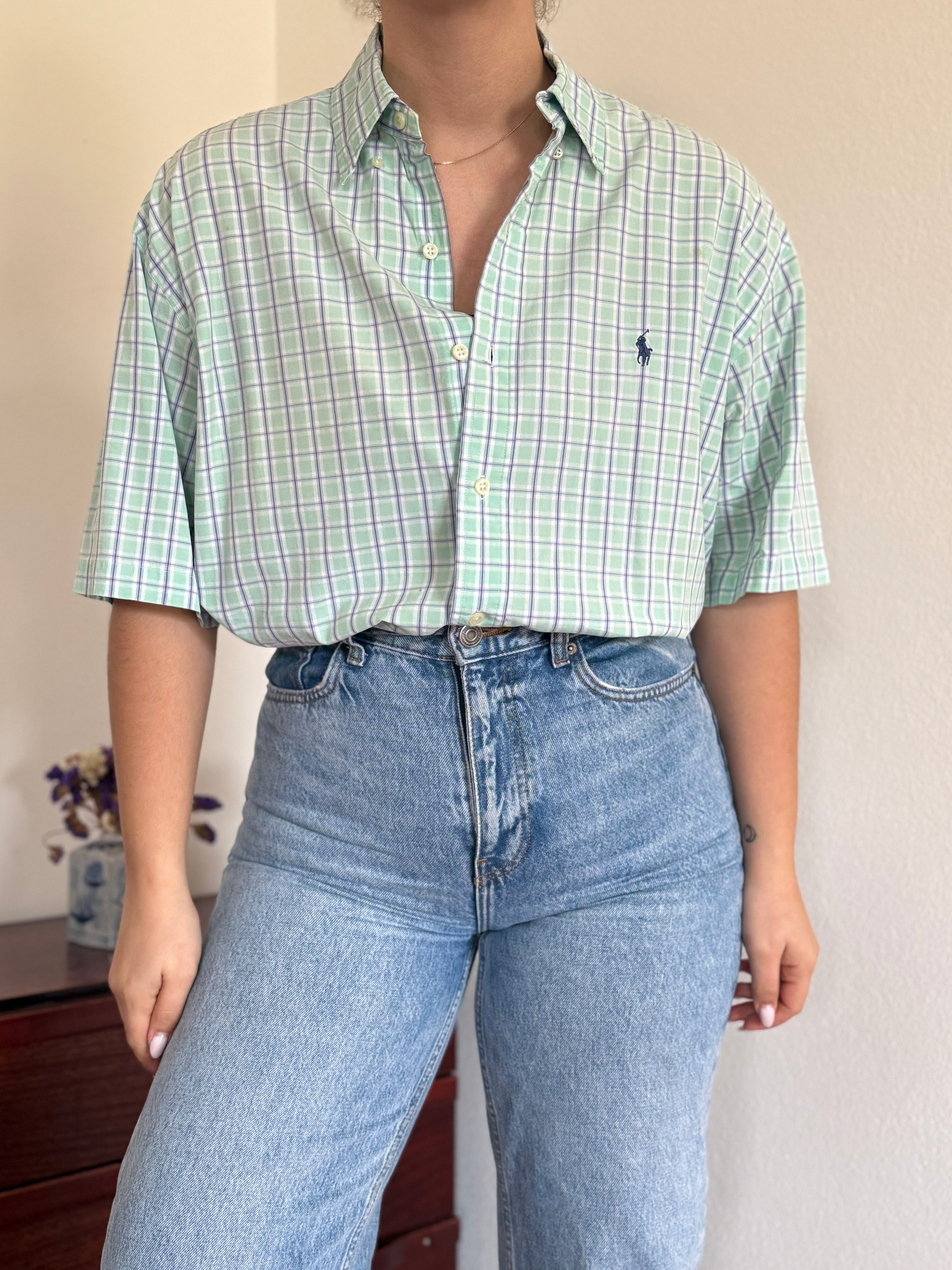 Polo Ralph Lauren Shirt Blake Fit Plaid Green 100% Cotton