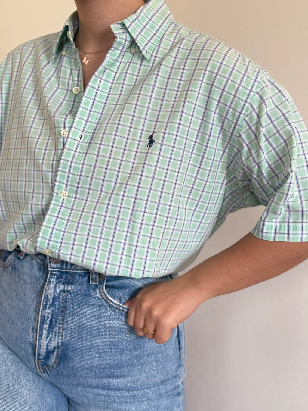 Polo Ralph Lauren Shirt Blake Fit Plaid Green 100% Cotton