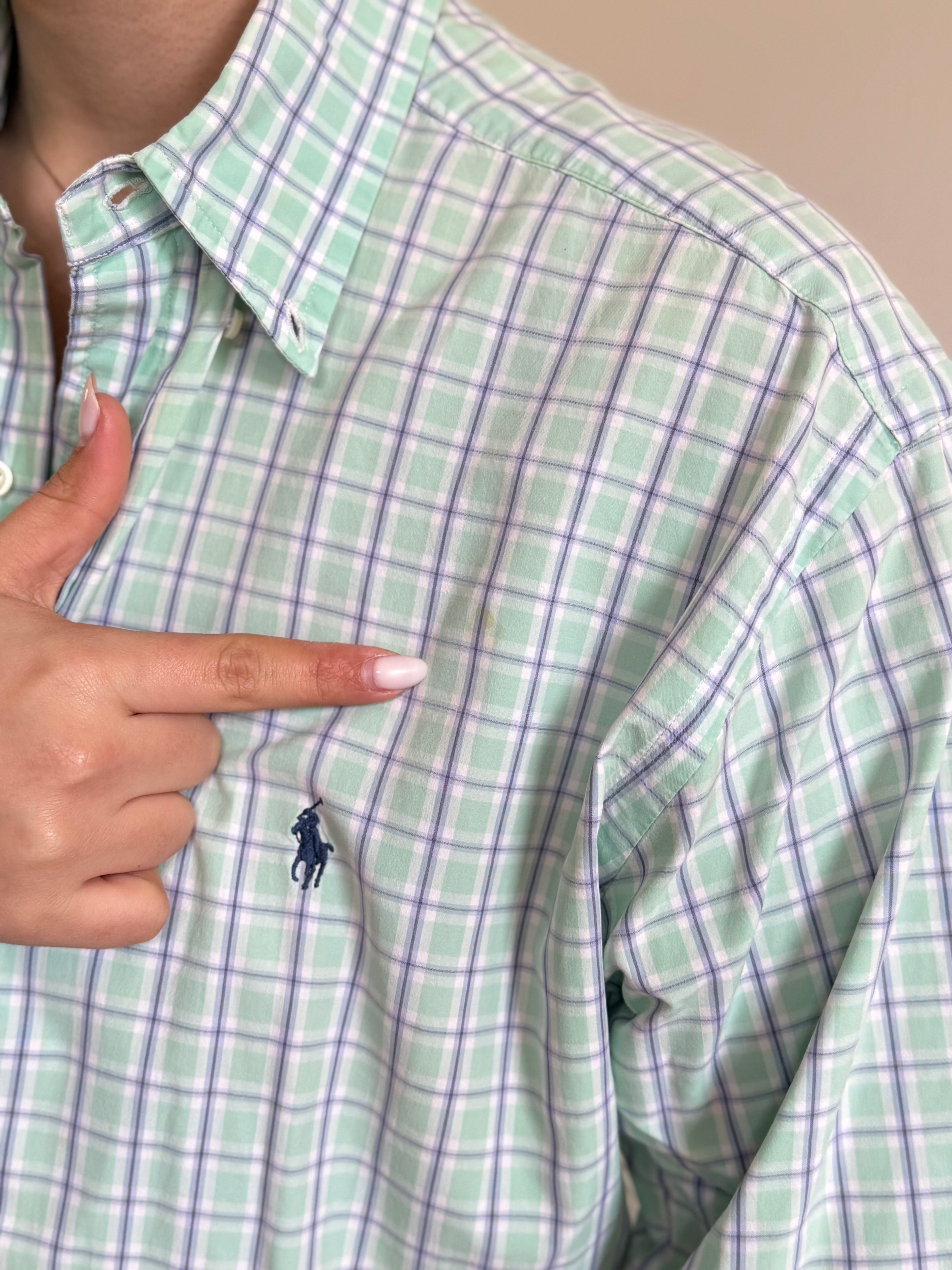 Polo Ralph Lauren Shirt Blake Fit Plaid Green 100% Cotton