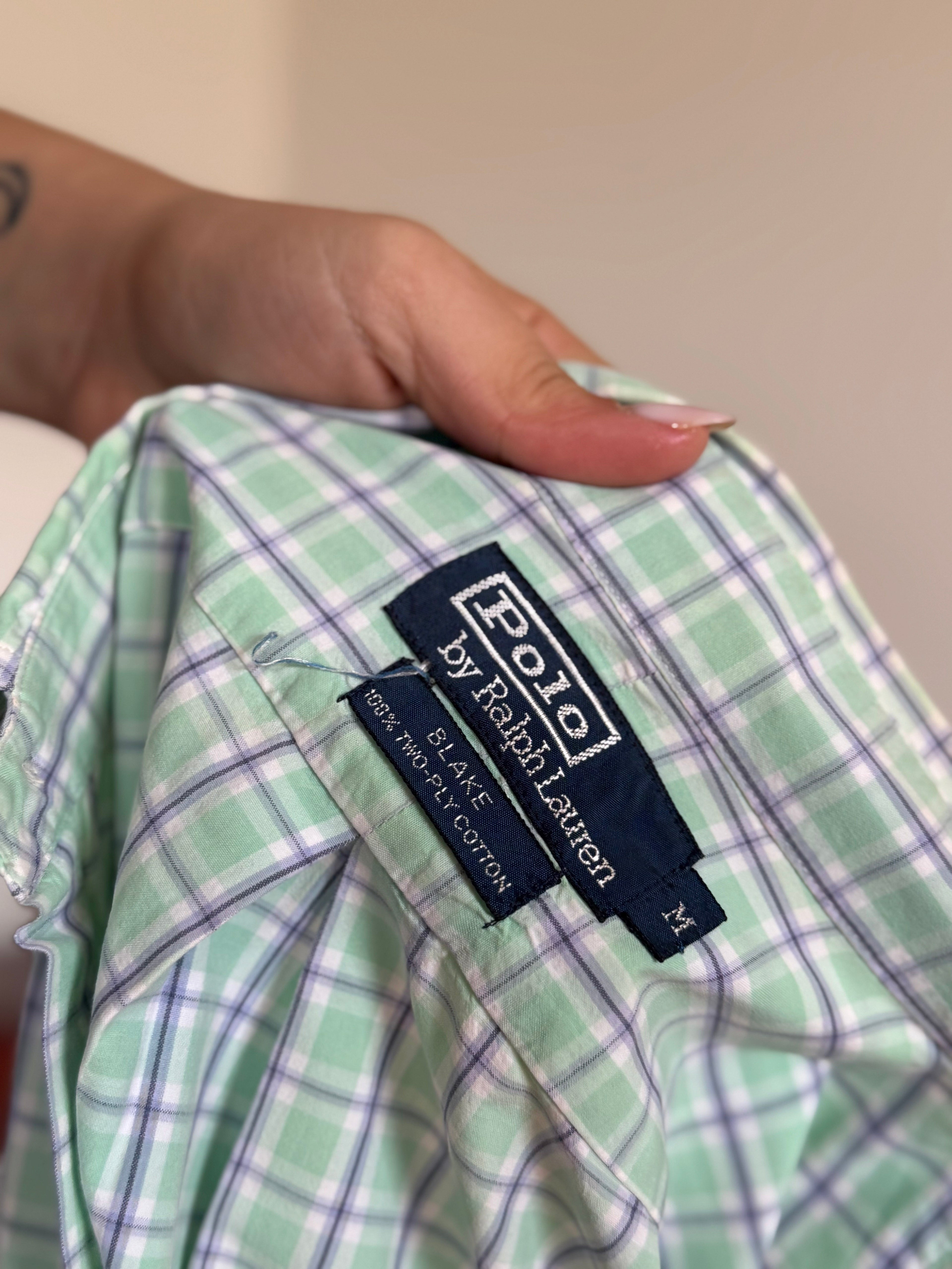 Polo Ralph Lauren Shirt Blake Fit Plaid Green 100% Cotton