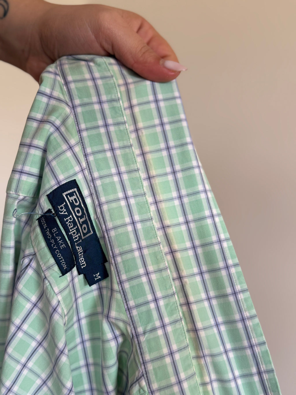 Polo Ralph Lauren Shirt Blake Fit Plaid Green 100% Cotton