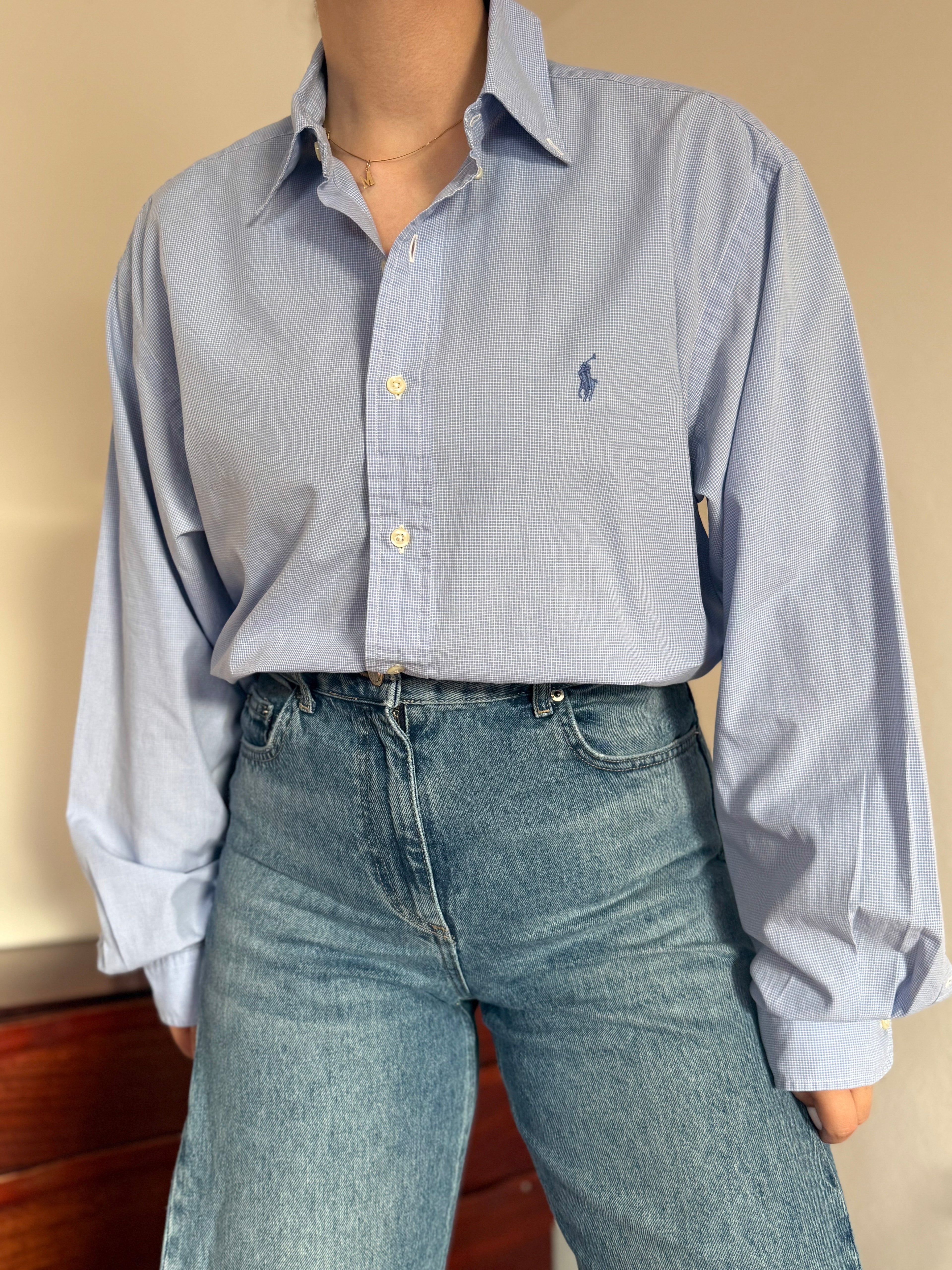 Polo Ralph Lauren Blue Plaid Shirt Yarmouth 100% Cotton