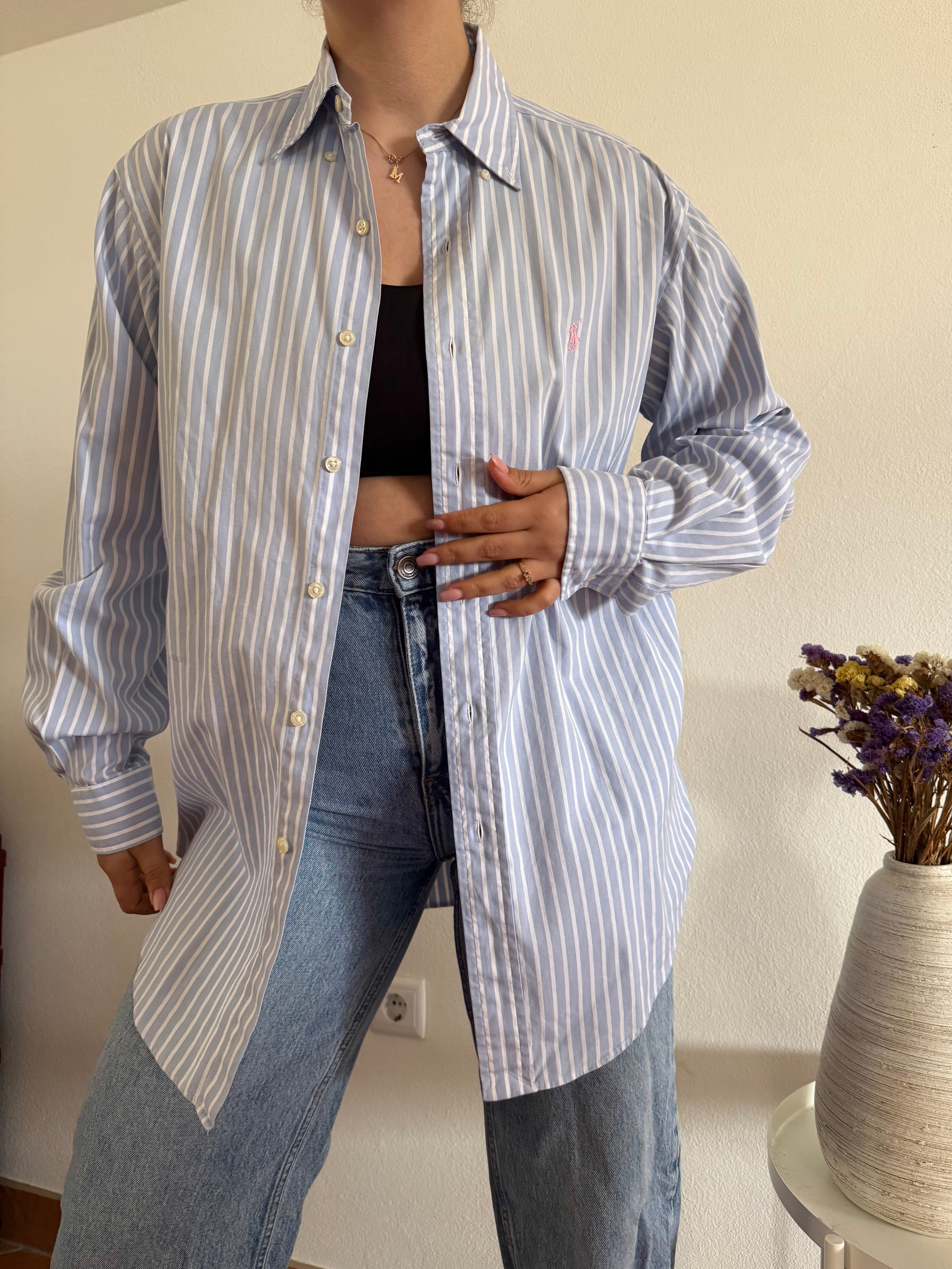 Polo Ralph Lauren Shirt Striped Blue 100% Cotton