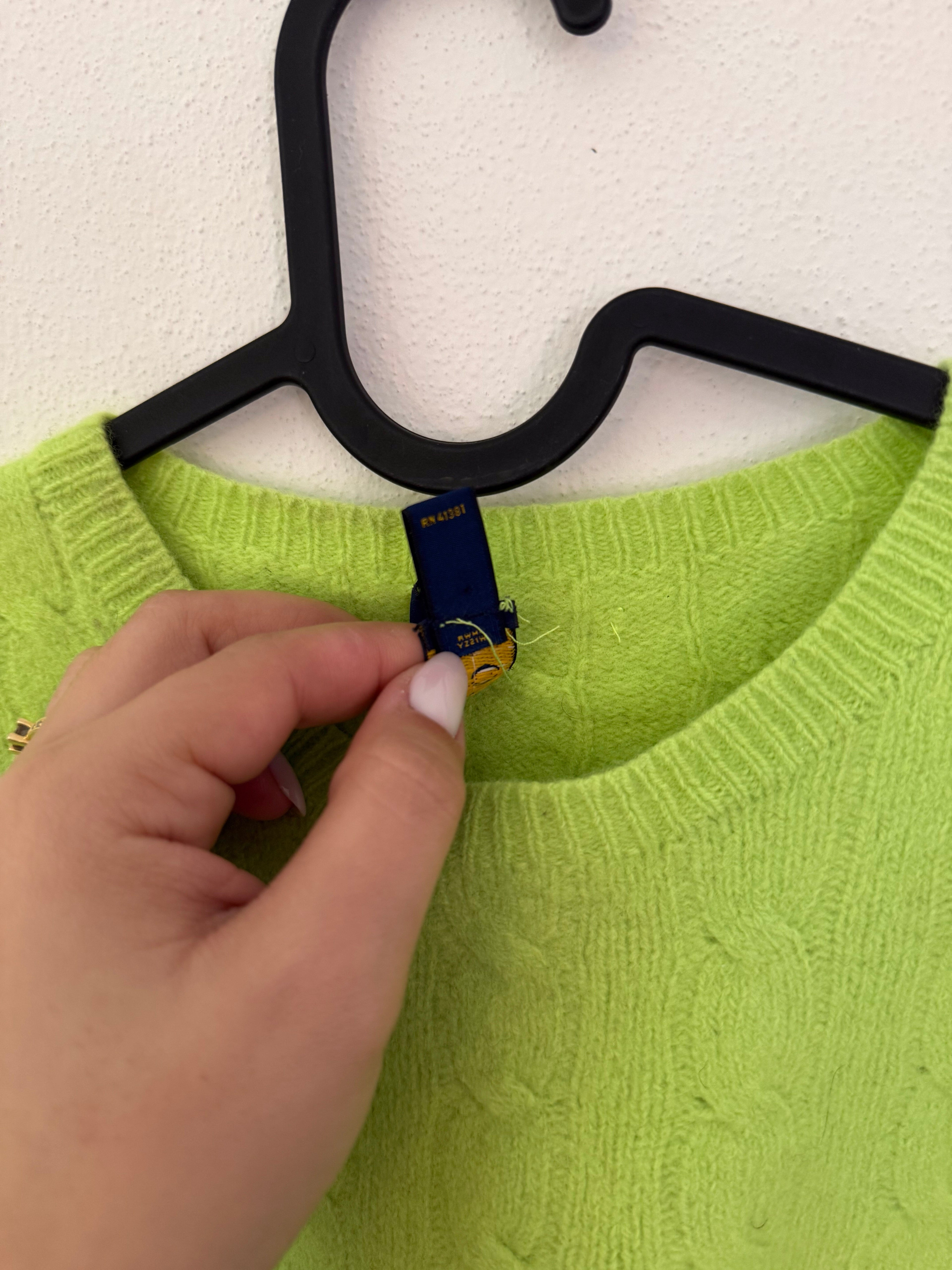 Polo Ralph Lauren Round Neck Cable Knit Sweater 90% Merino Wool 10% Cashmere