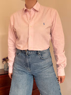 Polo Ralph Lauren Pink Plaid Shirt Costum Fit 100% Cotton